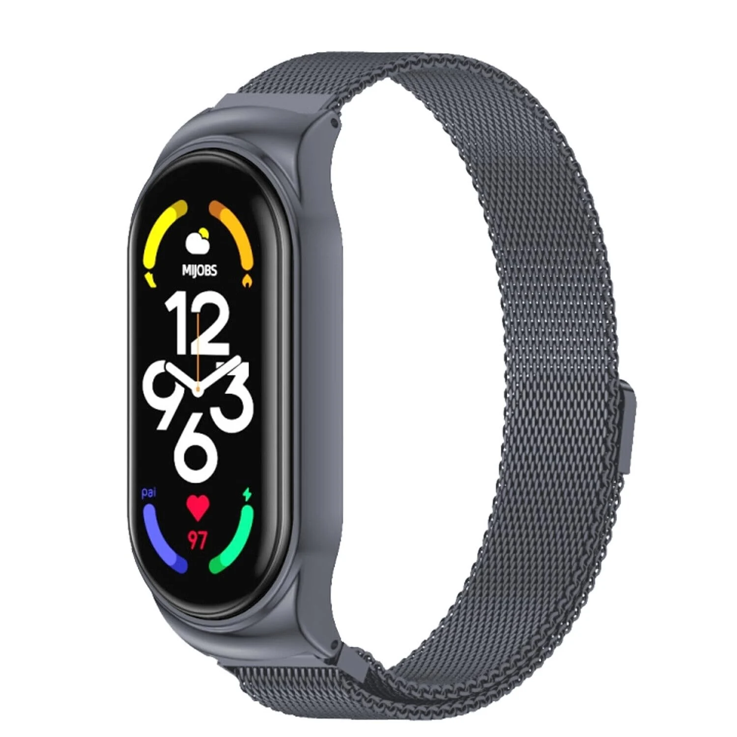 Dl3 Mobilak Compatible with Xiaomi Mi Band 7 Strap for Women Men, Adjustable Stainless Steel Metal Replacement Strap Magnetic Metal Wristband, Straps Compatible with Mi Band 7 (Blue)