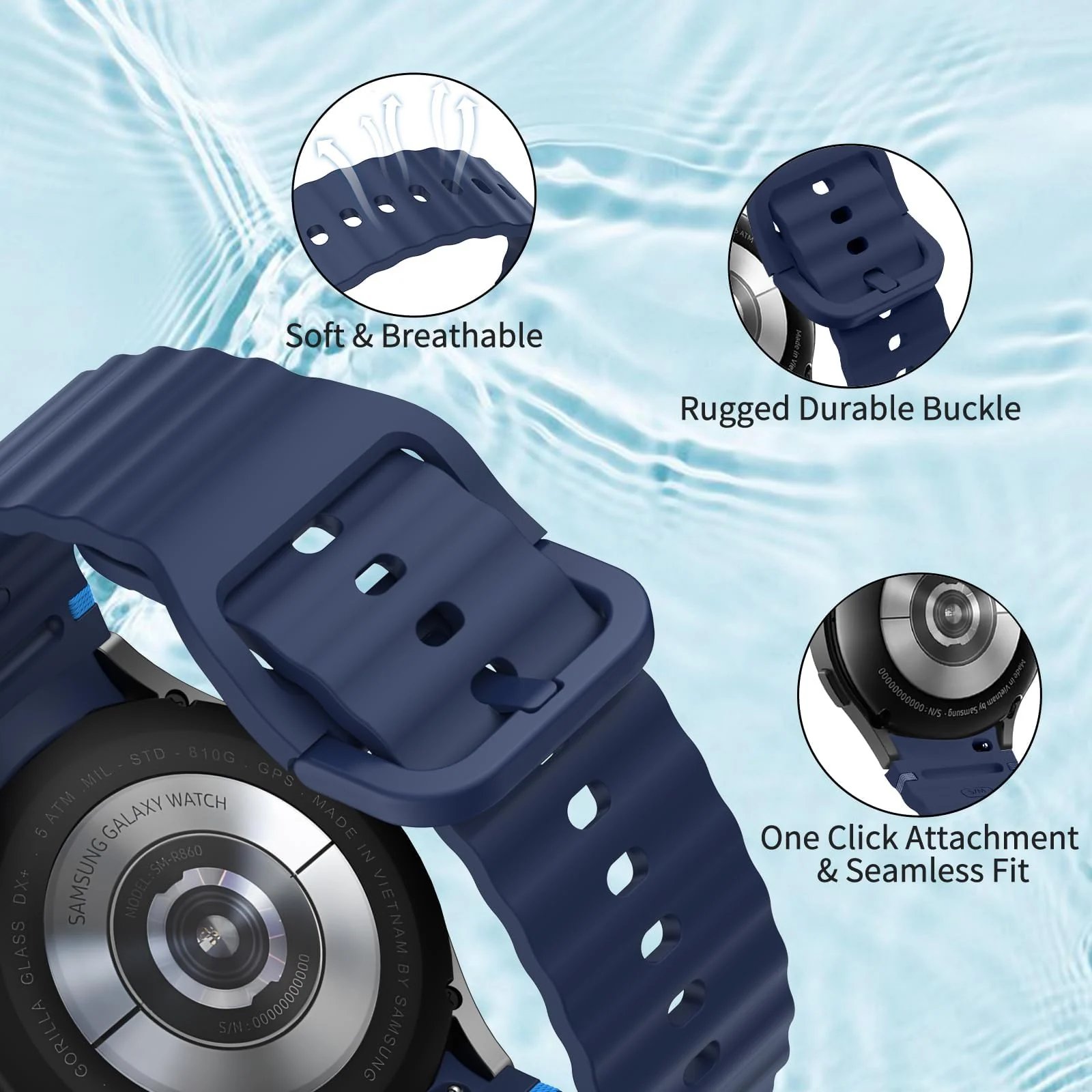 DL3 Mobilak Silicone Sport Band 22MM Strap For Xiaomi Redmi Watch 5 Actie/5 Lite/Compatible with Samsung Galaxy Watch 3 45mm/Watch 46mm/Gear S3/Huawei watch GT5 GT4 GT3 GT2 GT - Navy Blue