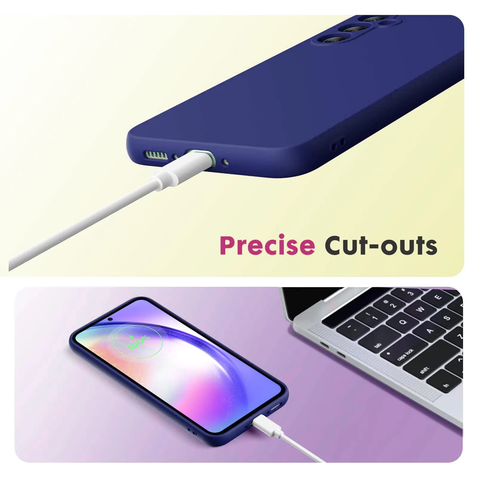 DL3 Mobilak Soft Silicone Protective Case for Samsung Galaxy A54 5G with Microfiber Lining and Shockproof Design - Blue