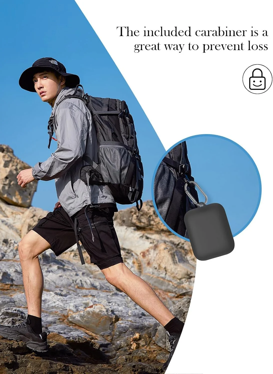 MOBIGON Soft Silicone Earbuds Case with Carabiner for Realme Buds Air 7 Pro / Air 7, Black