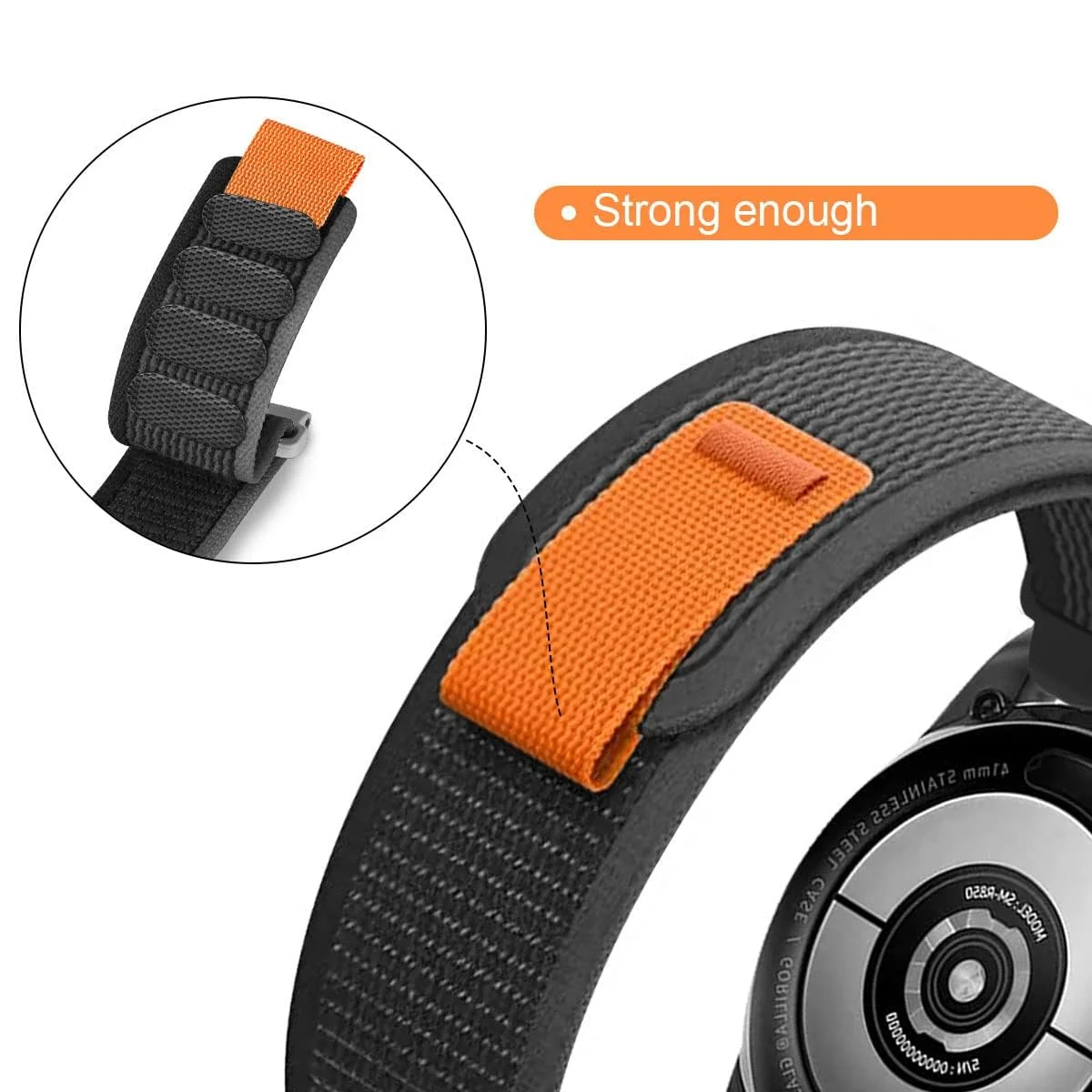 DL3 Mobilak Alpine Loop Bands Sport Nylon 20MM For Samsung Galaxy Watch 7 6 5 4 40mm 44mm/5 Pro 45mm/S2 classic/active 2 40mm 44mm/Amazfi GTS 2/2e/GTS 3/3 Pro/GTS 4/GTS 2 Mini/3 Mini/4 Mini/Bip 3 Pro - A.Black