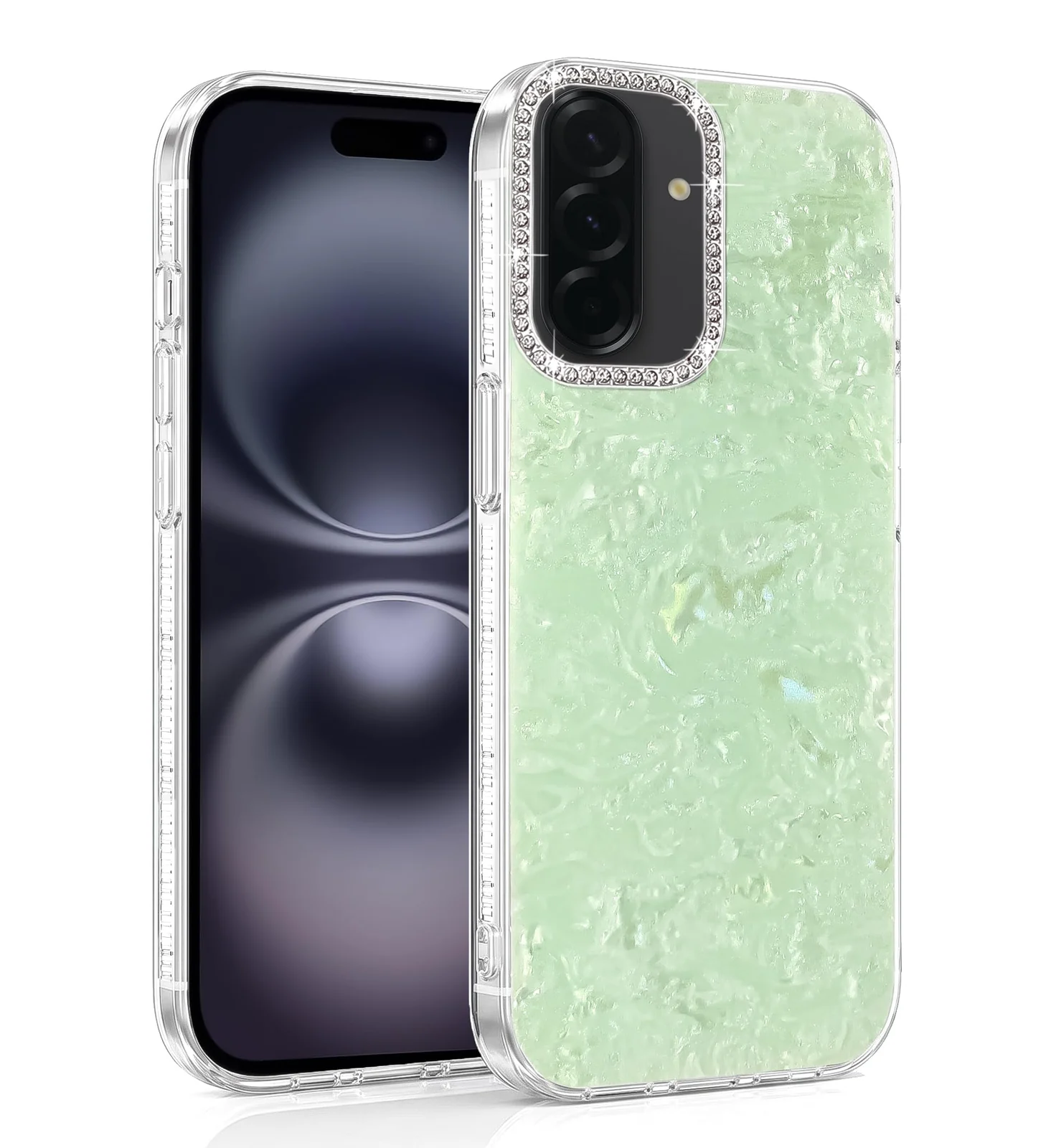 DL3 Mobilak Glitter Rhinestone Protective Case for Samsung Galaxy A17 with Shockproof Design - Mint Green