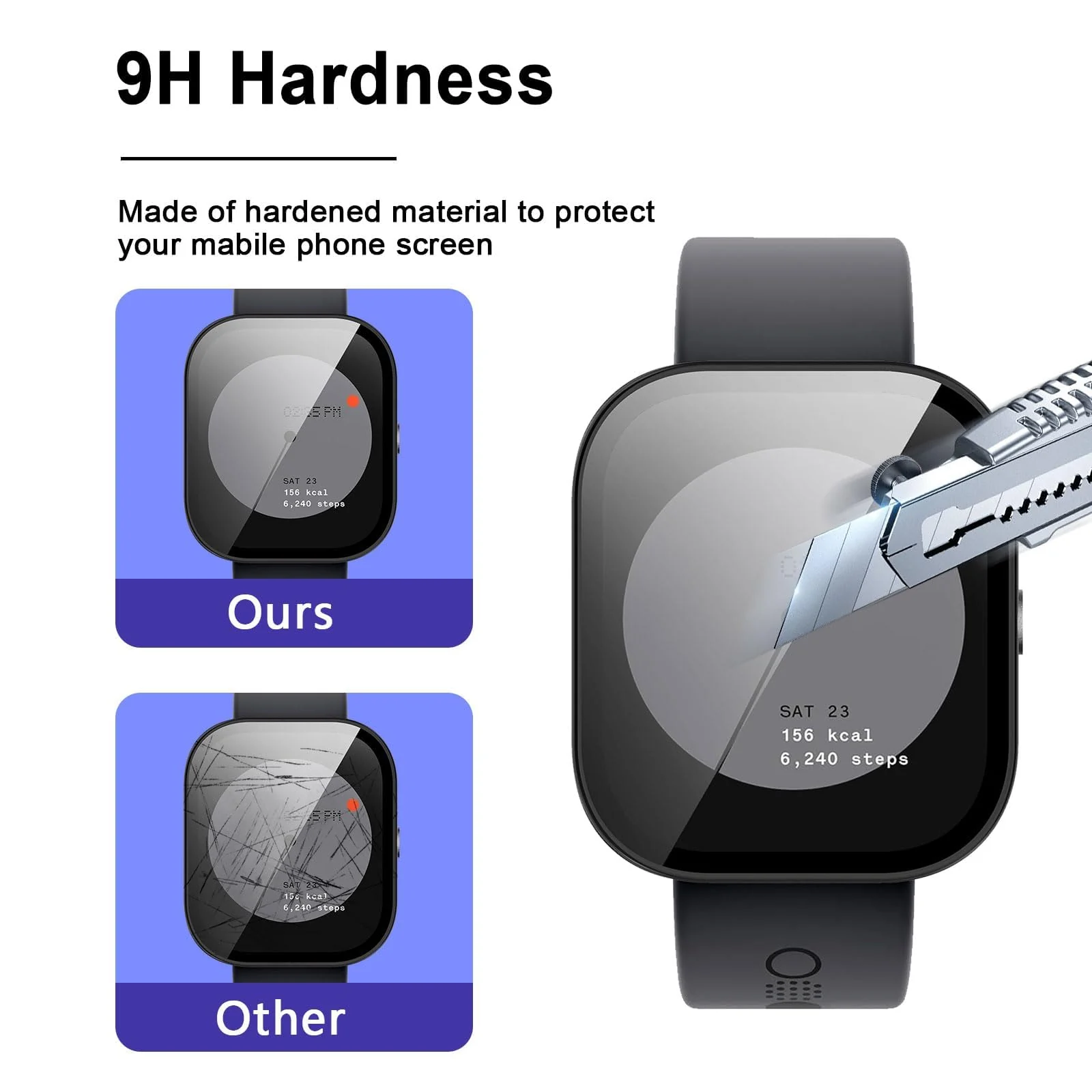 DL3 Mobilak Case Compatible with CMF by Nothing Watch Pro, Full Coverage Slim Hard Case Protective Bumper Built-in Tempered Glass Screen Protector Shell for CMF by Nothing Watch Pro - Black