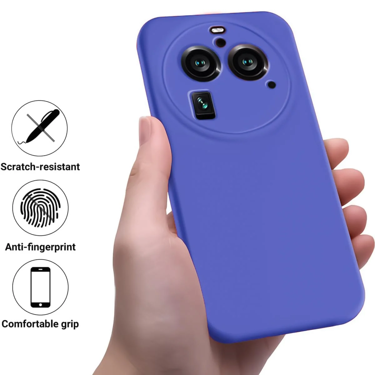DL3 Mobilak Liquid Silicone Protective Case with Soft Microfiber Lining with Full Camera Protection for OPPO Find X6 Pro - Light Blue