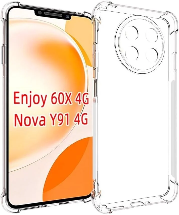 DL3 Mobilak Case Compatible with Huawei Nova Y91 4G, Cover Silicone TPU Gorilla Anti-shock Protector Camera Shockproof Corners - Clear