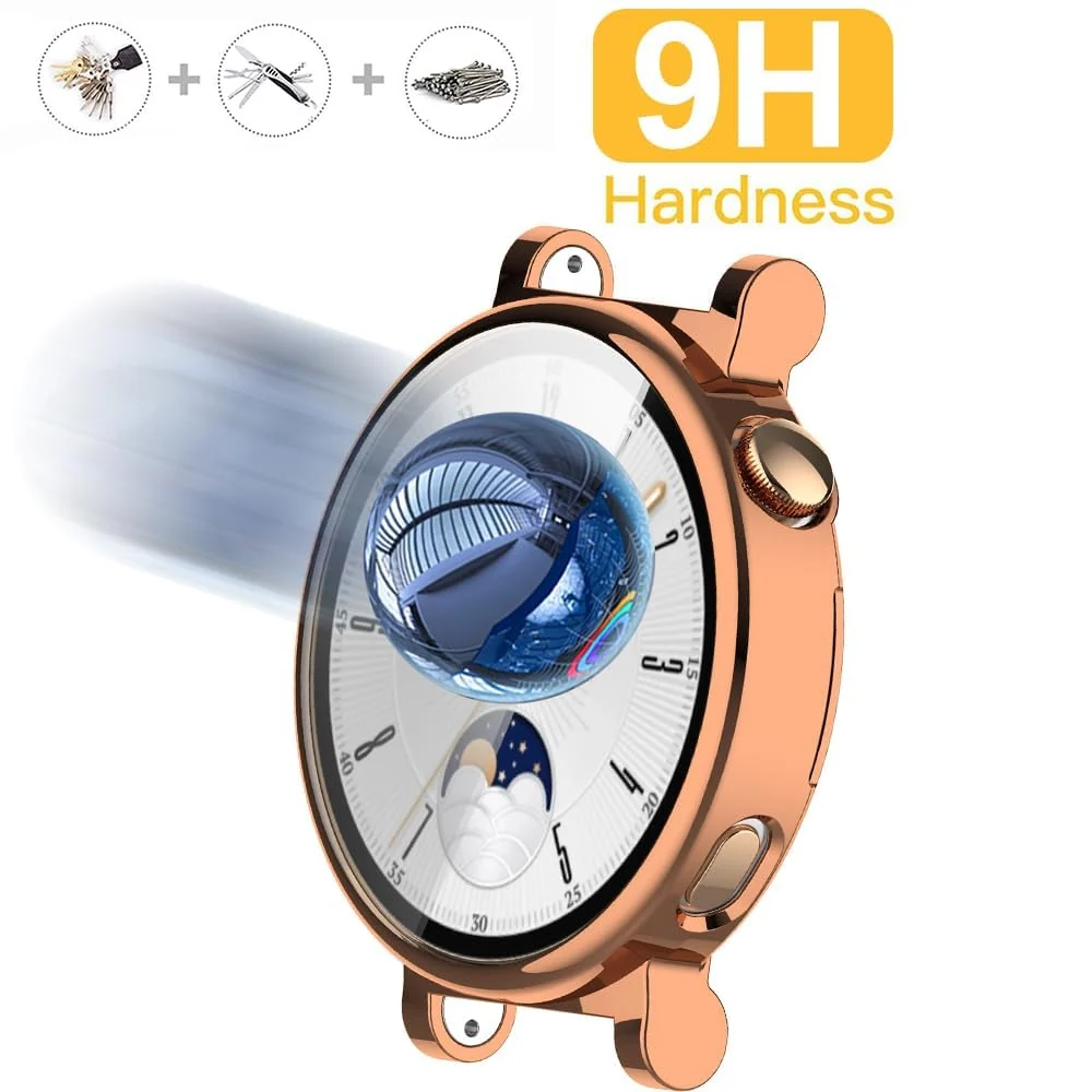 DL3 Mobilak Case Compatible with Huawei Watch GT4 41MM Case All-Around Screen Protector Watch Soft TPU Shockproof Cover Slim Guard Thin Bumper Shell Protector - Rose Gold