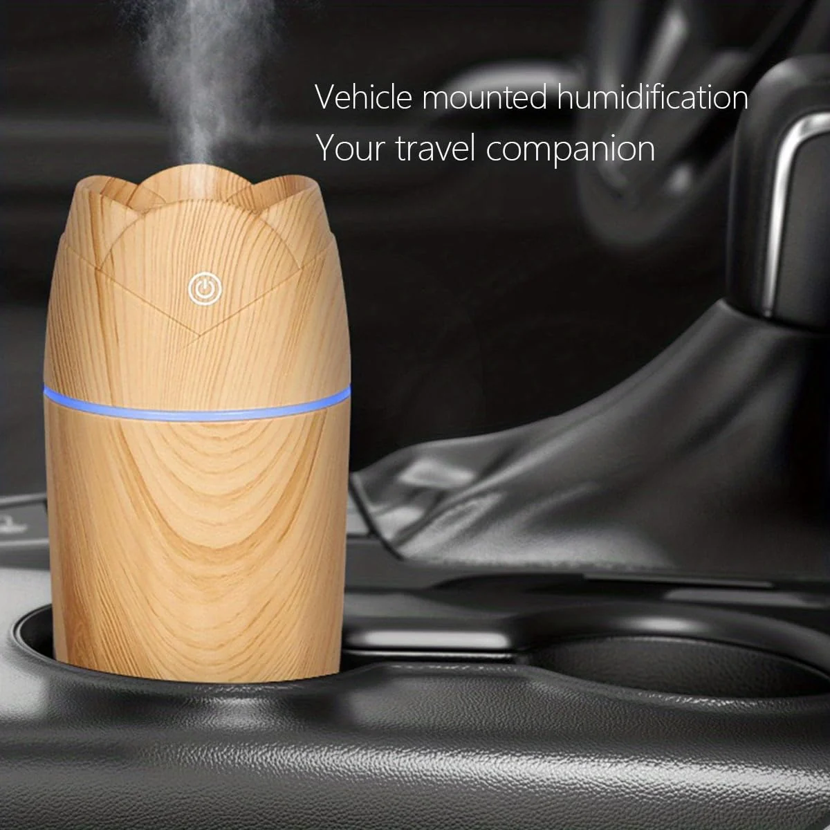 Mobigon Wood Cool Mist Ultrasonic Humidifier for Room Moisture, Aroma Diffuser for Home, 300ml Essential Oil Diffuser with 7 Colorful Night Light, Auto Shut-Off, Home, Office, car - Light Woody