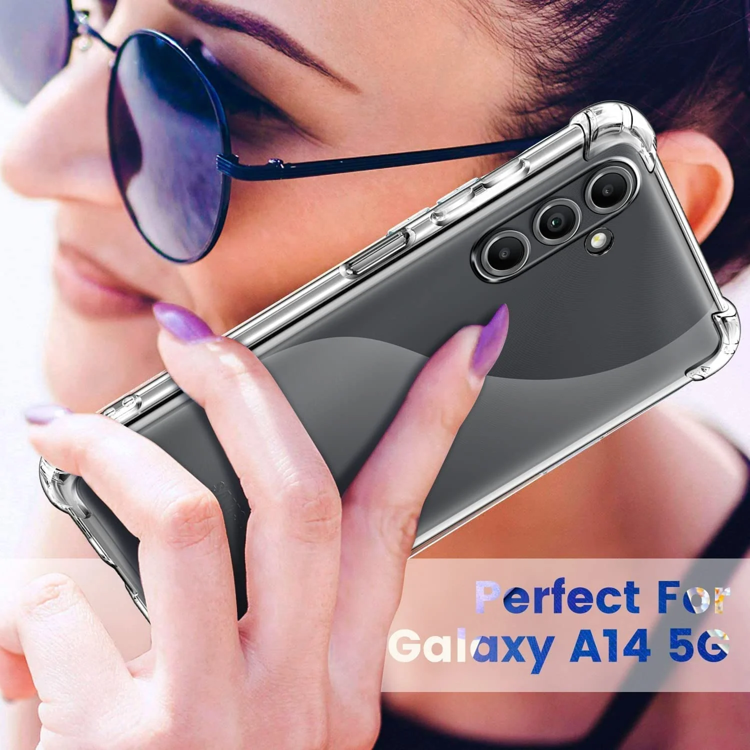 DL3 Mobilak Case Compatible with Samsung Galaxy A14 4G / 5G, Cover Silicone TPU Gorilla Anti-shock Protector Camera Shockproof Corners - Clear