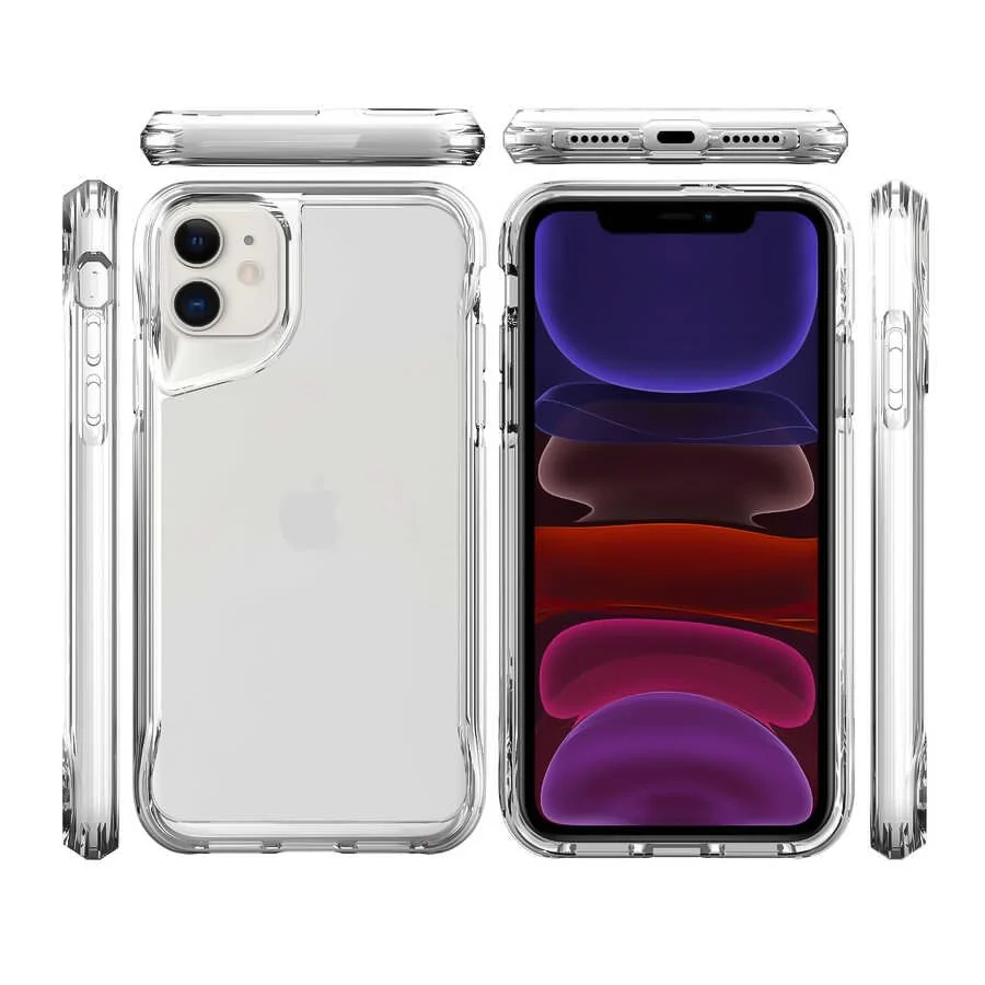 DL3 Mobilak Clear PC and TPU Protective Case for iPhone 11 with Camera Protection and Military-Grade Protection - Transparent
