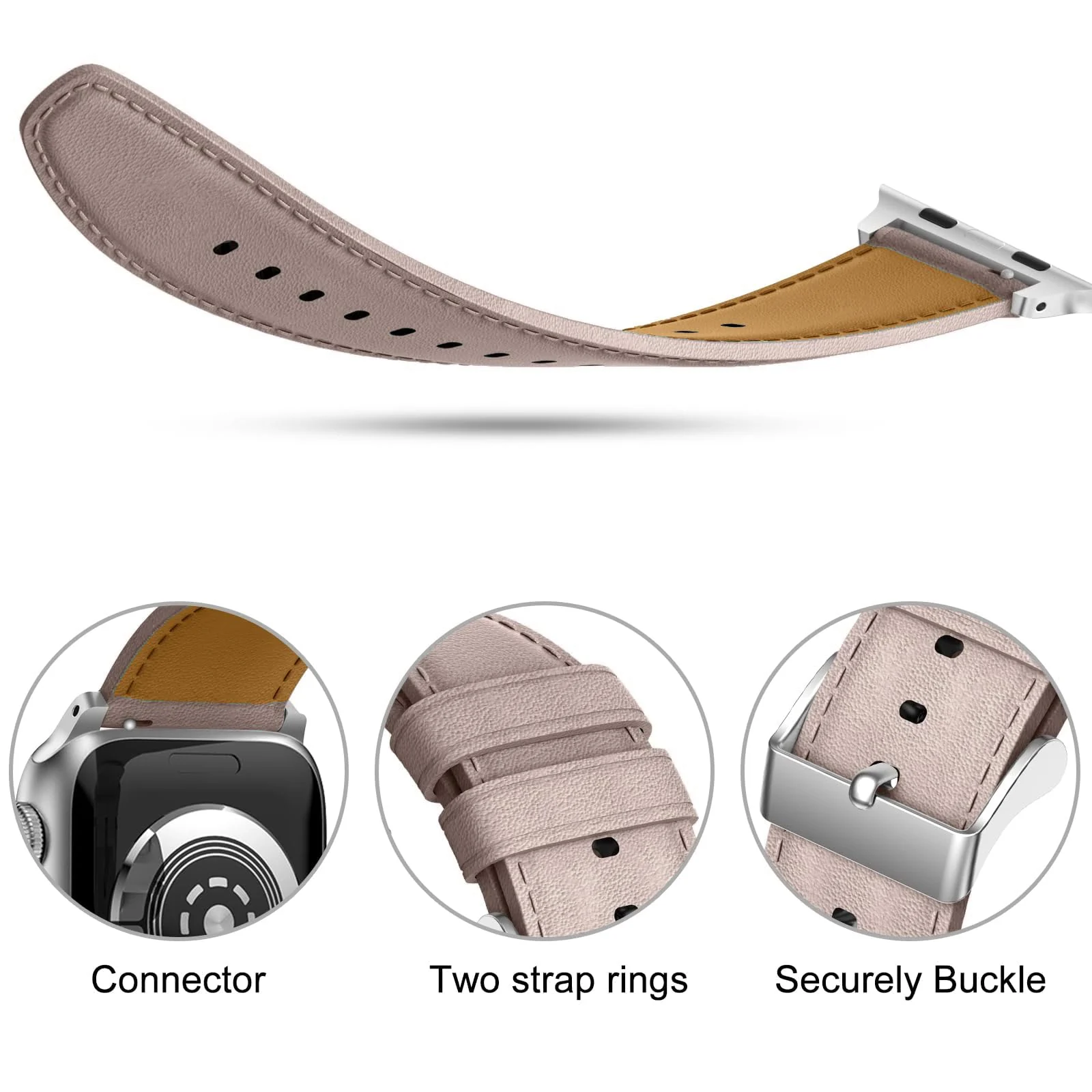 DL3 Mobilak Compatible with Apple Watch Band 49mm 46mm 45mm 44mm 42mm Leather Band Replacement Strap, Soft Leather Bracelet for iWatch Series 11 10 9 8 7 6 5 4 SE SE2 Ultra 3 2 1 - Black