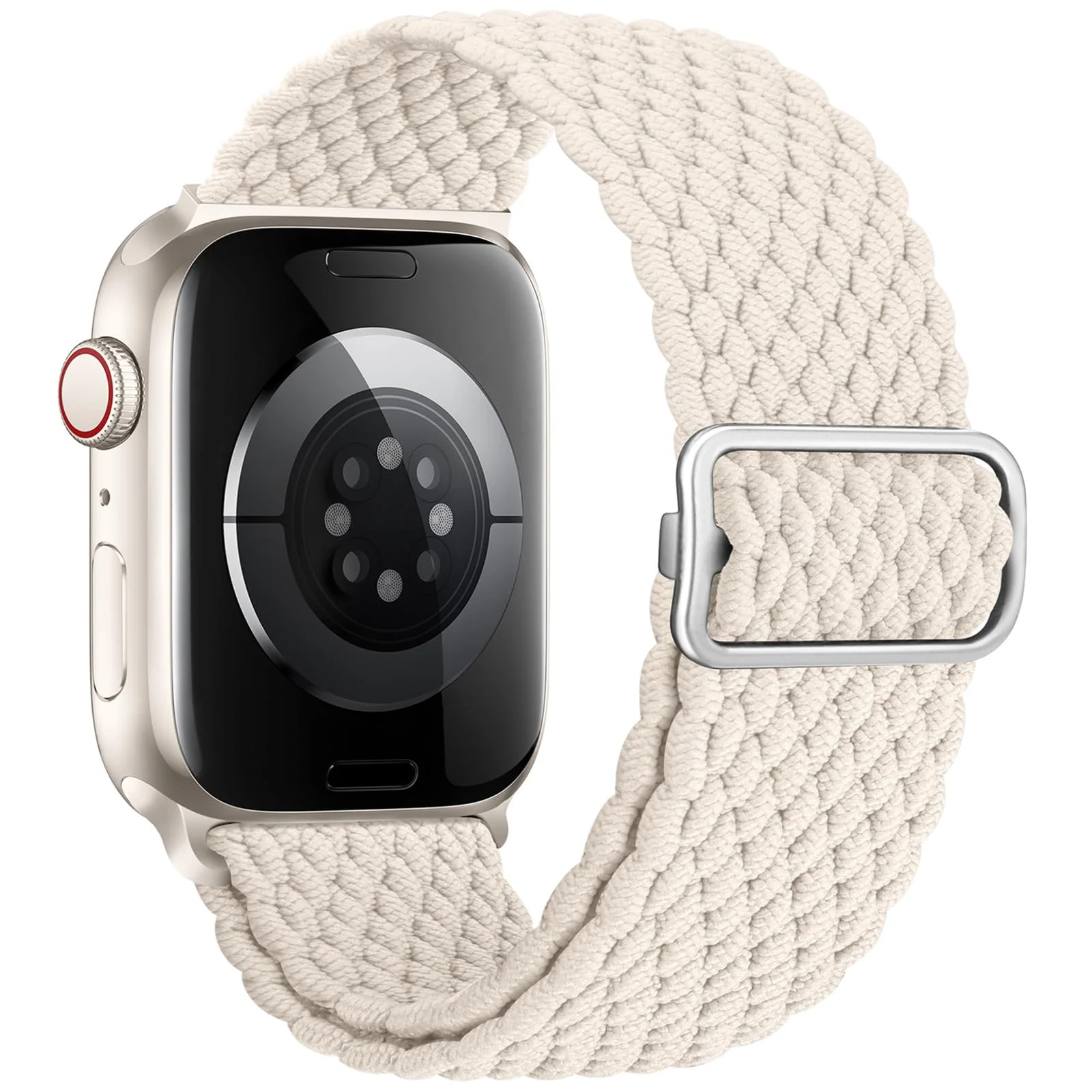 DL3 Mobilak Stretchy Nylon Solo Loop Strap Compatible with Apple Watch Band 49mm 45mm 46mm 44mm 42mm for Women Men, Sport Breathable Braided Wristband for iWatch Series 11 10 9 8 7 6 5 4 SE Ultra 3 2 1 - Starlight