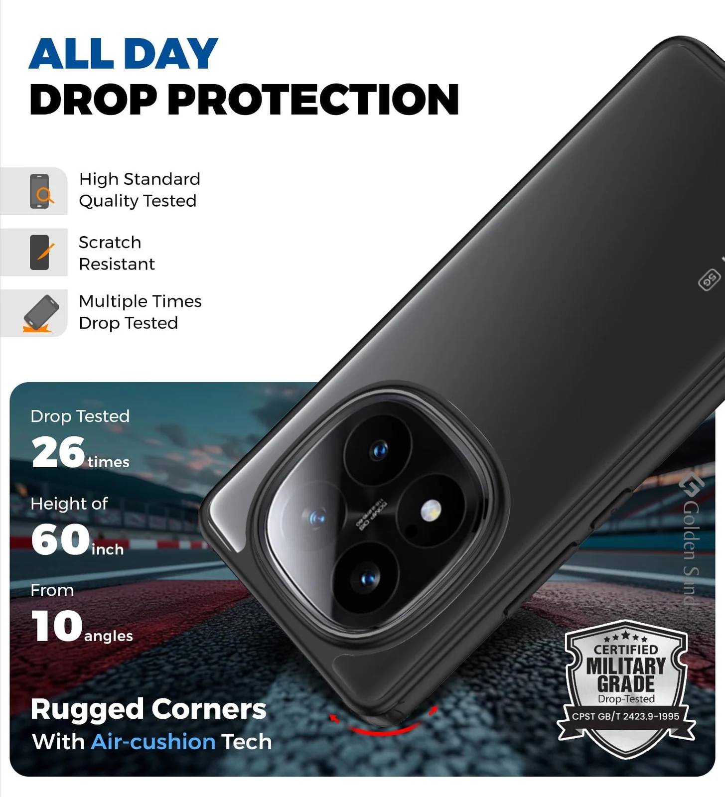 DL3 Mobilak Clear PC and TPU Protective Case for Xiaomi Redmi Note 14 Pro Plus 5G / Redmi Note 14 Pro 5G / Poco X7 with Military-Grade Protection and Anti-Yellowing Design - Black