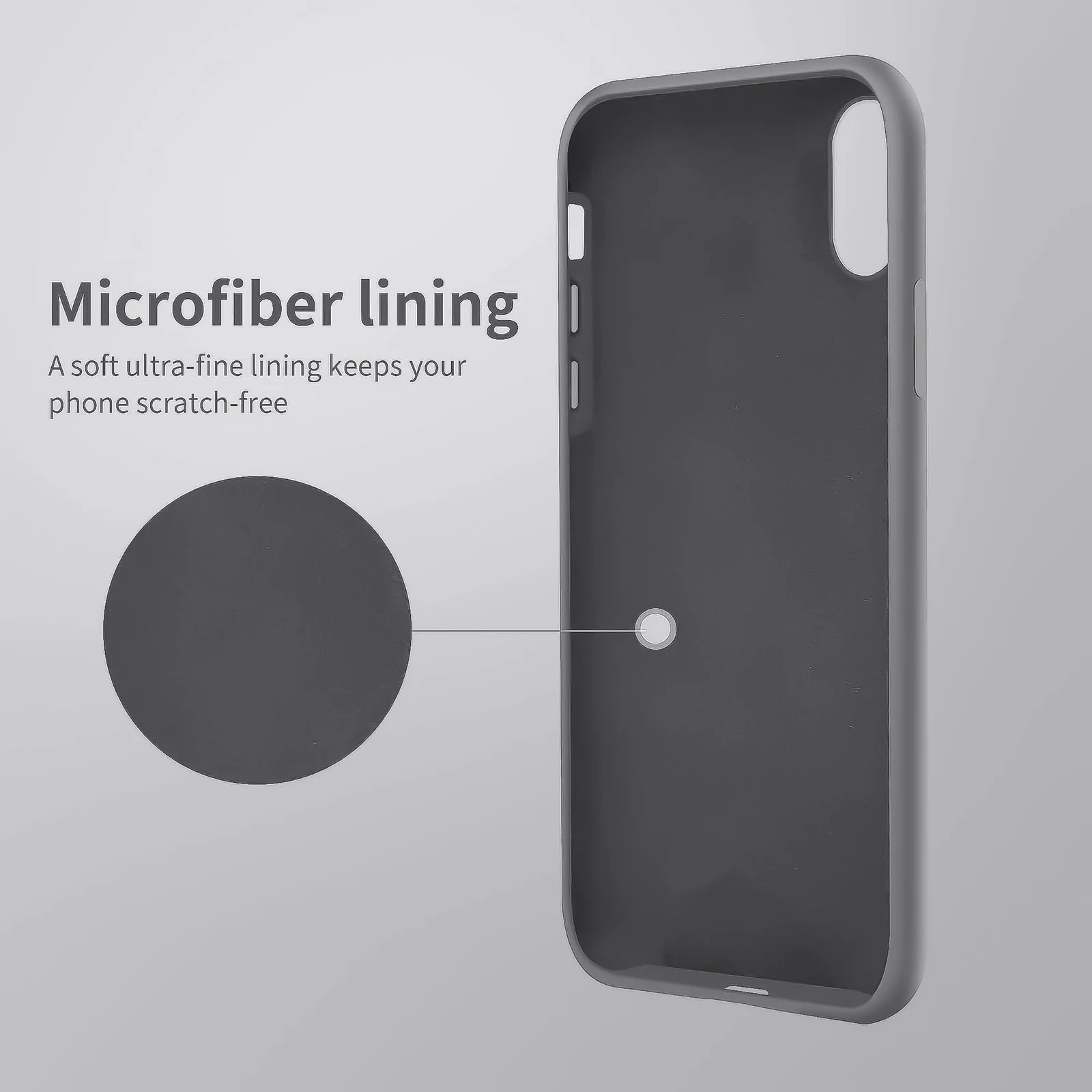 DL3 Mobilak Liquid Silicone Protective Case for iPhone X / iPhone XS with Camera Protection and Microfiber Lining - A Gray