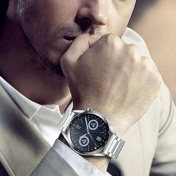DL3 Mobilak Metal Band 20MM Strap for Samsung Gear Sport, Watch 4/5/5 Pro, S2 Classic, Active 2 40mm 44mm, Amazfit GTS 3/4/4 Mini, Bip 3/Pro/U, GTS 2 Mini/2e - Silver
