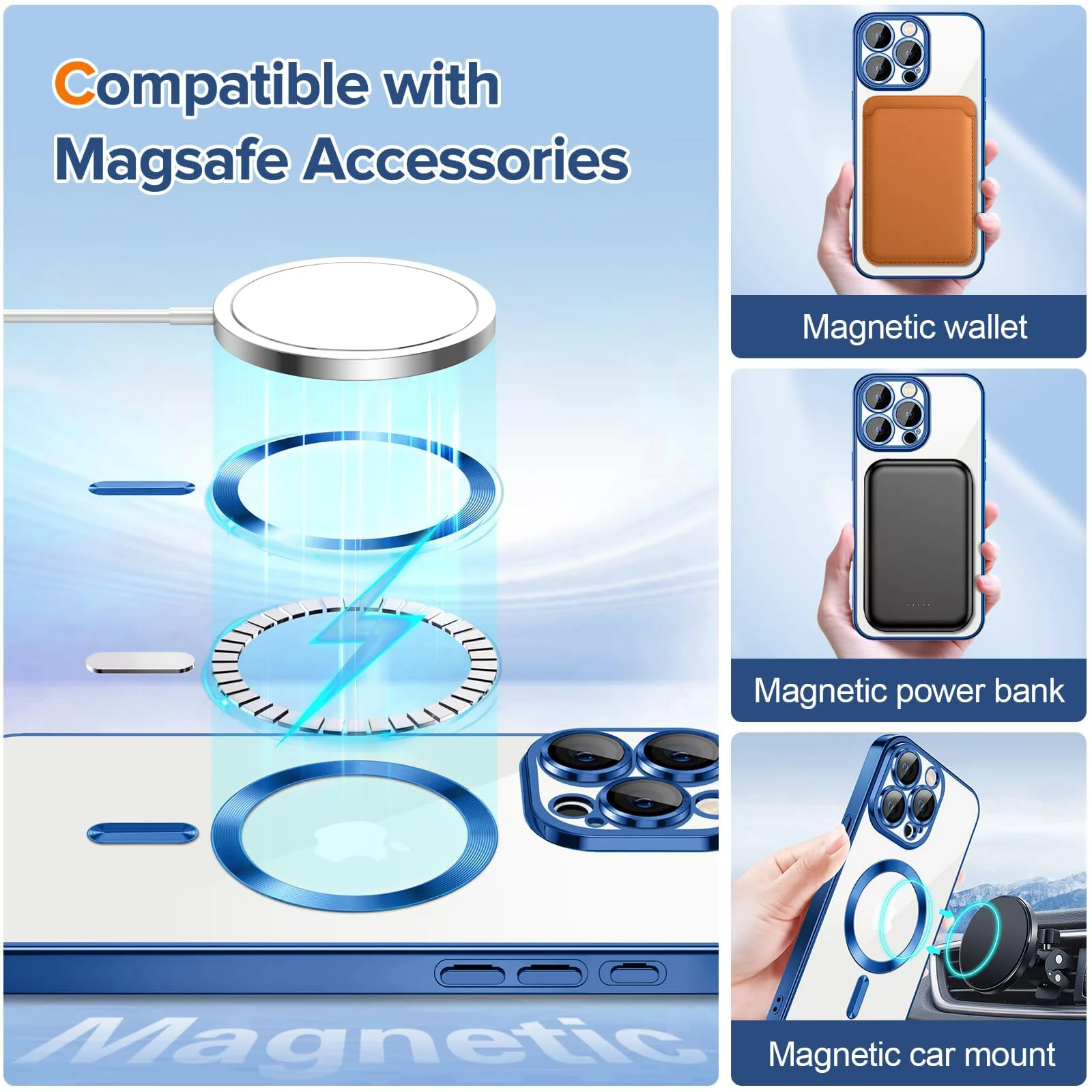DL3 Mobilak Clear MagSafe-Compatible Magnetic Case for iPhone 11 Pro Max (6.5 Inch) with Camera Protection - Blue