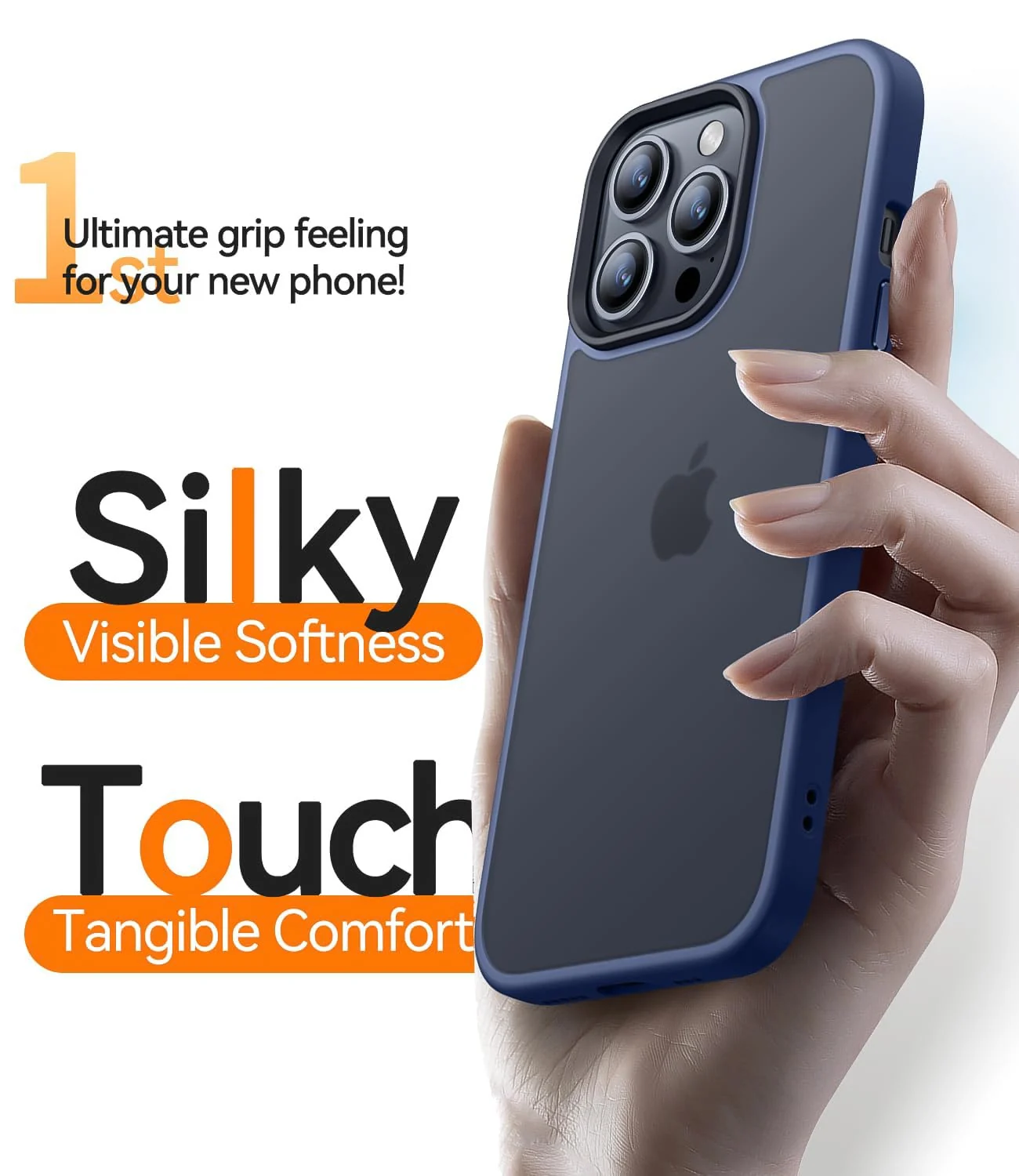 DL3 Mobilak Matte Protective Case for iPhone 13 Pro / iPhone 14 with Camera Protection and Shockproof Design - Blue