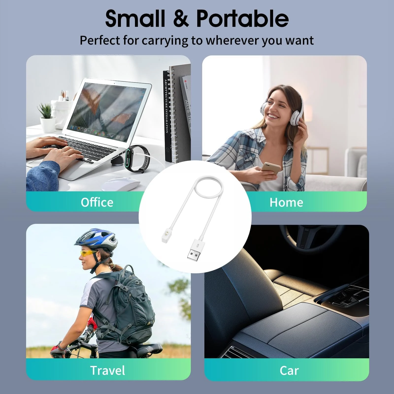 DL3 MOBILAK Charger For Xiaomi Redmi Watch 5/5 Active/5 Lite/4/3 Active/3 Lite, Redmi Band 2/3, 1m Portable Charging Cable For Xiaomi Smart Band 10/9/9 Pro/9 Active/Mi Band8/8 Pro/8 Active - White