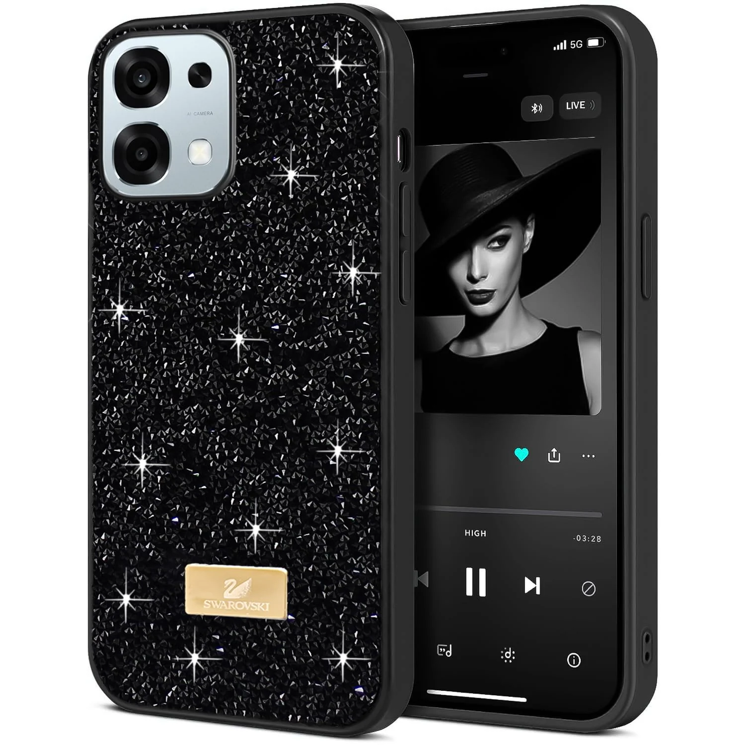 5.5 — DL3 Mobilak Glitter Rhinestone Protective Case for OPPO A6 Pro 4G / 5G with Shockproof Design