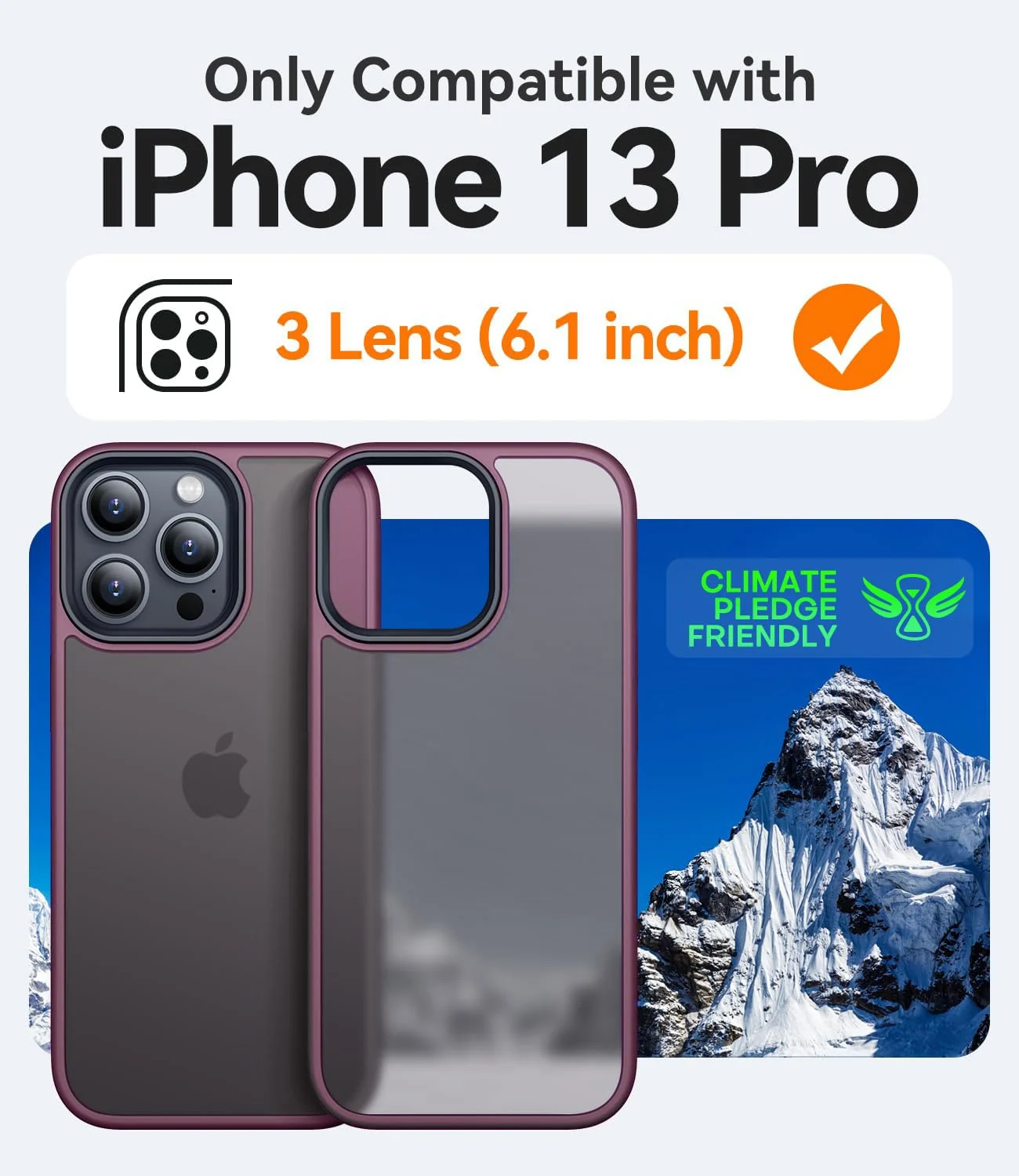 DL3 Mobilak Designed for iPhone 13 Pro 6.1-Inch Case, [Military Shockproof] Super Soft Silicone Slim Translucent Matte Protective Phone Cover, Compatible with iPhone 13 Pro - Wine Red