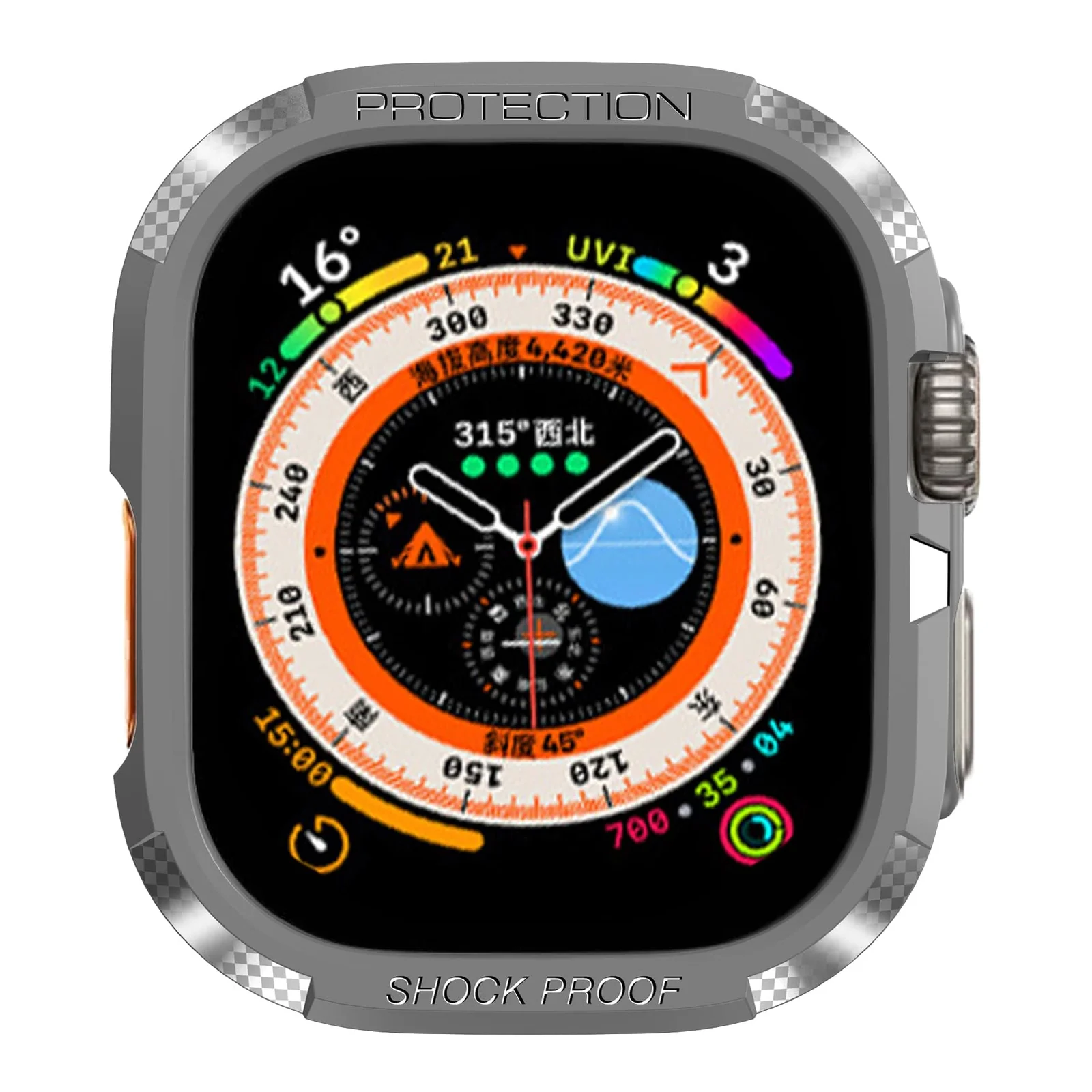 DL3 Mobilak Compatible for Apple Watch Ultra 49mm Rugged Case All Around Shockproof TPU Protective Cover Bumper Lightweight and Shock Absorbent for Apple Watch Ultra 49mm - Gray