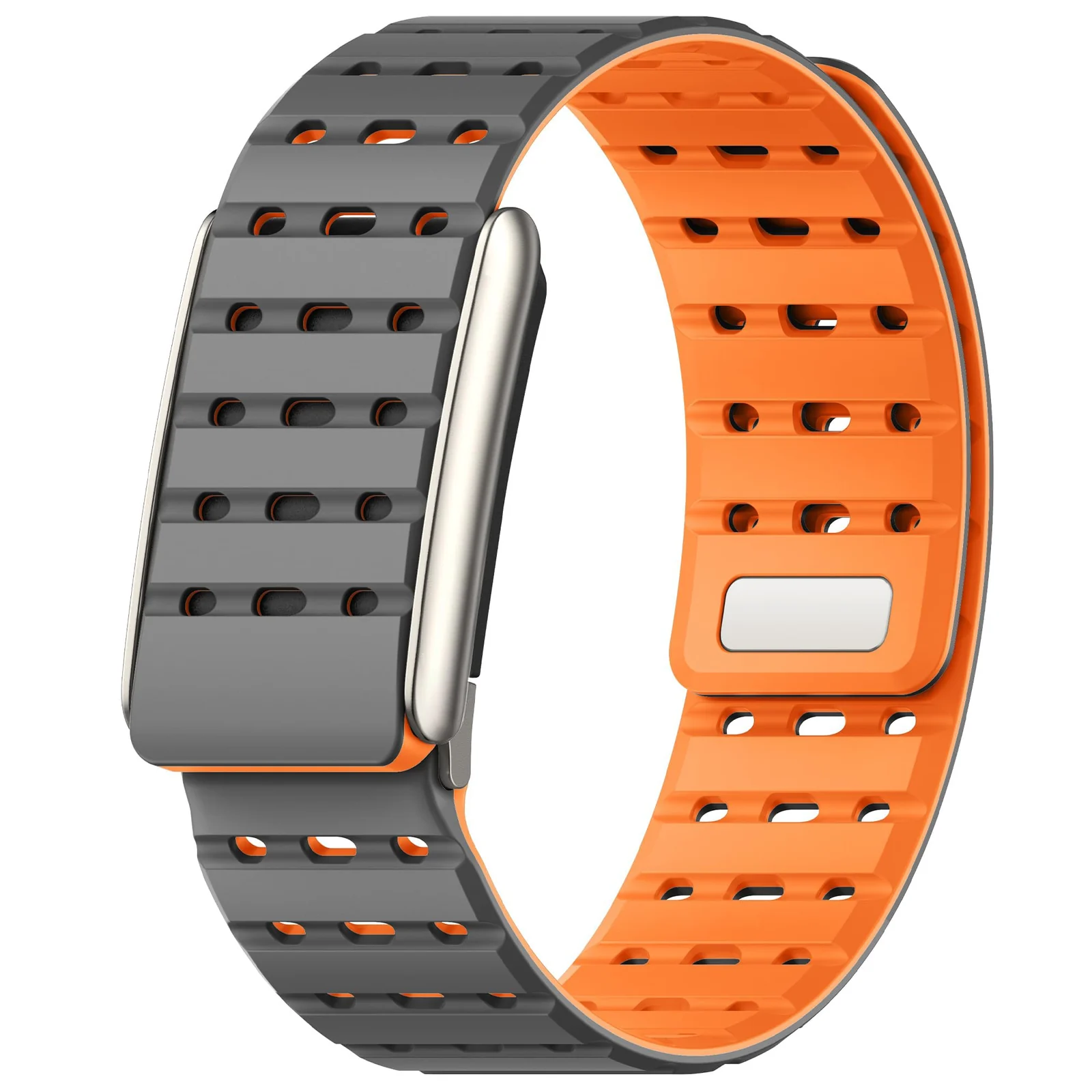 DL3 MOBILAK Adjustable Silicone Sports Watch Strap for Whoop 5.0 - Gray/Orange