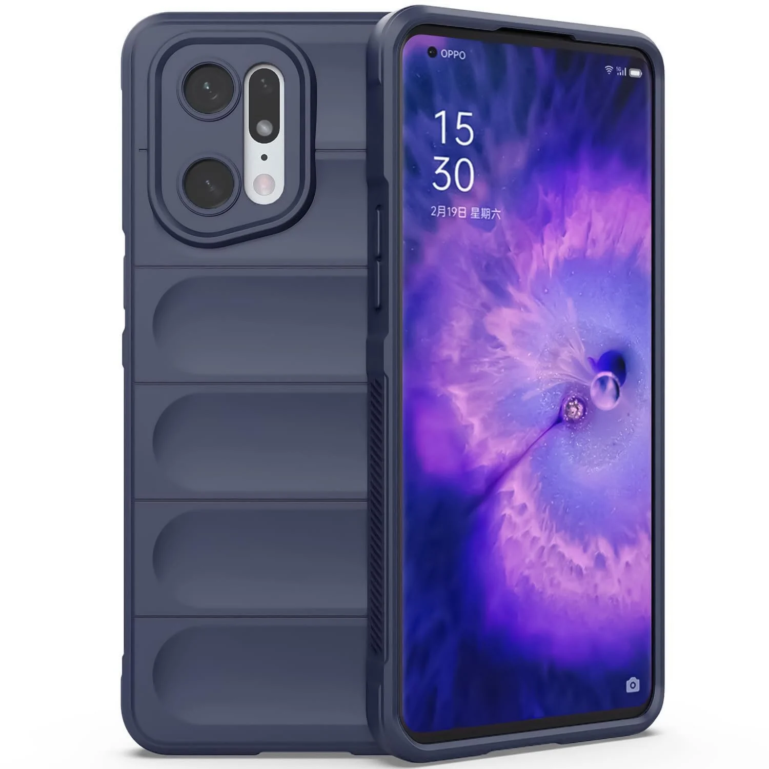 DL3 Mobilak Flexible Silicone and TPU Protective Case with Camera Protection for OPPO Find X5 Pro - Blue