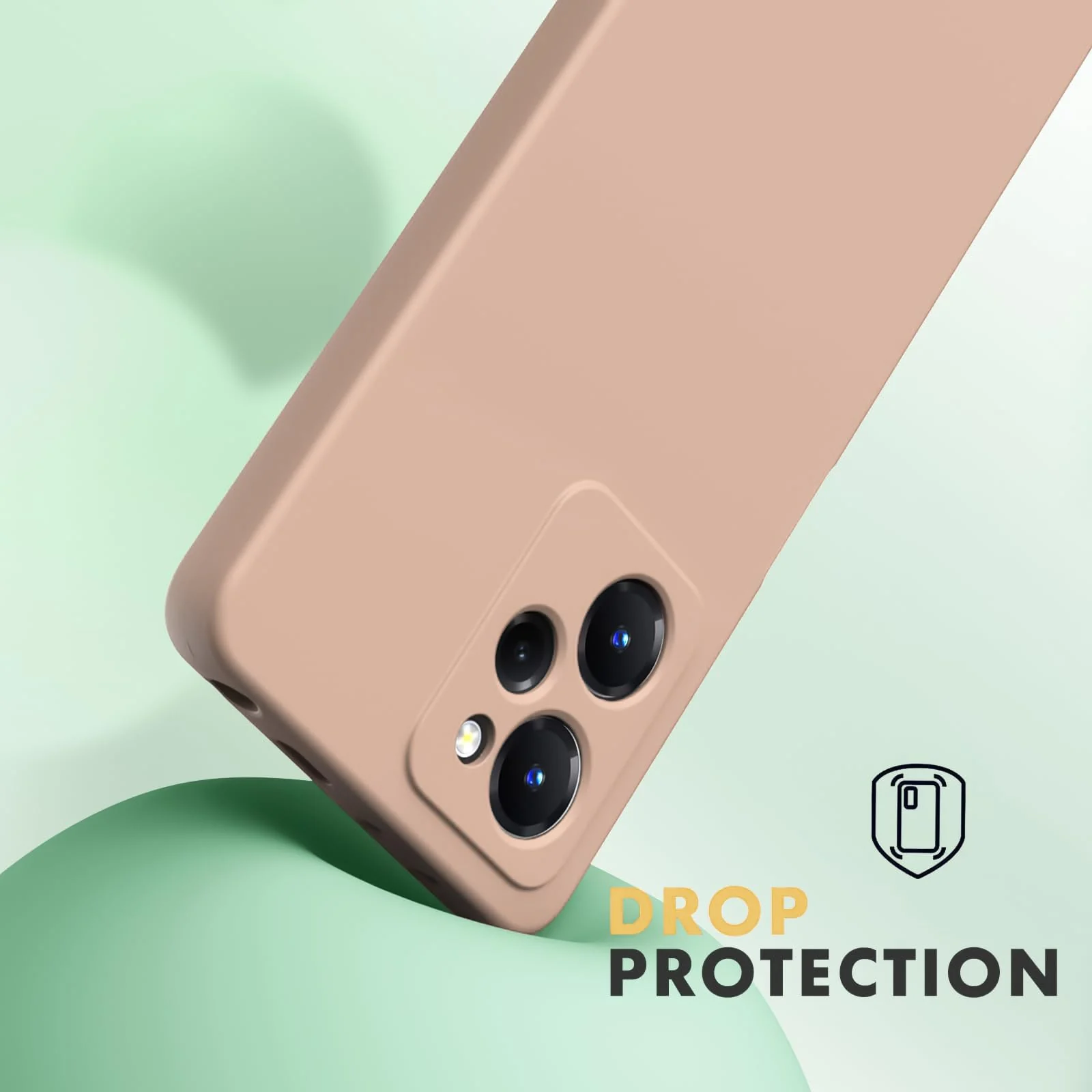 DL3 Mobilak Soft Silicone Protective Case for POCO X5 Pro 5G with Microfiber Lining and Shockproof Design - Light Orange