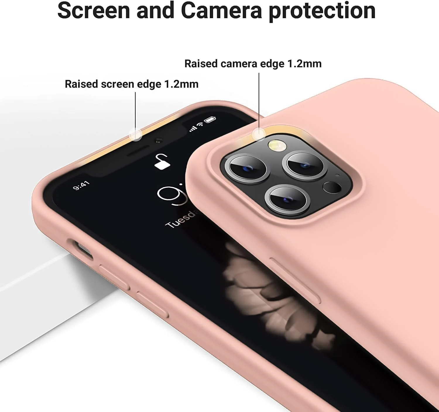 DL3 Mobilak Liquid Silicone Case for iPhone 12 Pro Max (6.7 Inch), Shock-absorbing protection, Scratch-resistant surface, Soft microfiber lining - Pink