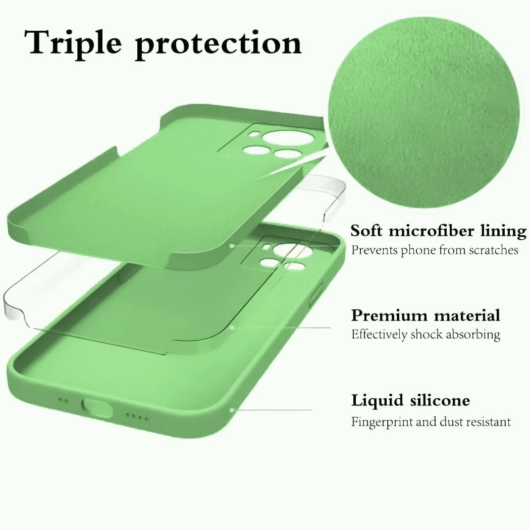 DL3 Mobilak Soft Silicone Protective Case for OnePlus 10R with Microfiber Lining and Shockproof Design - Light Green