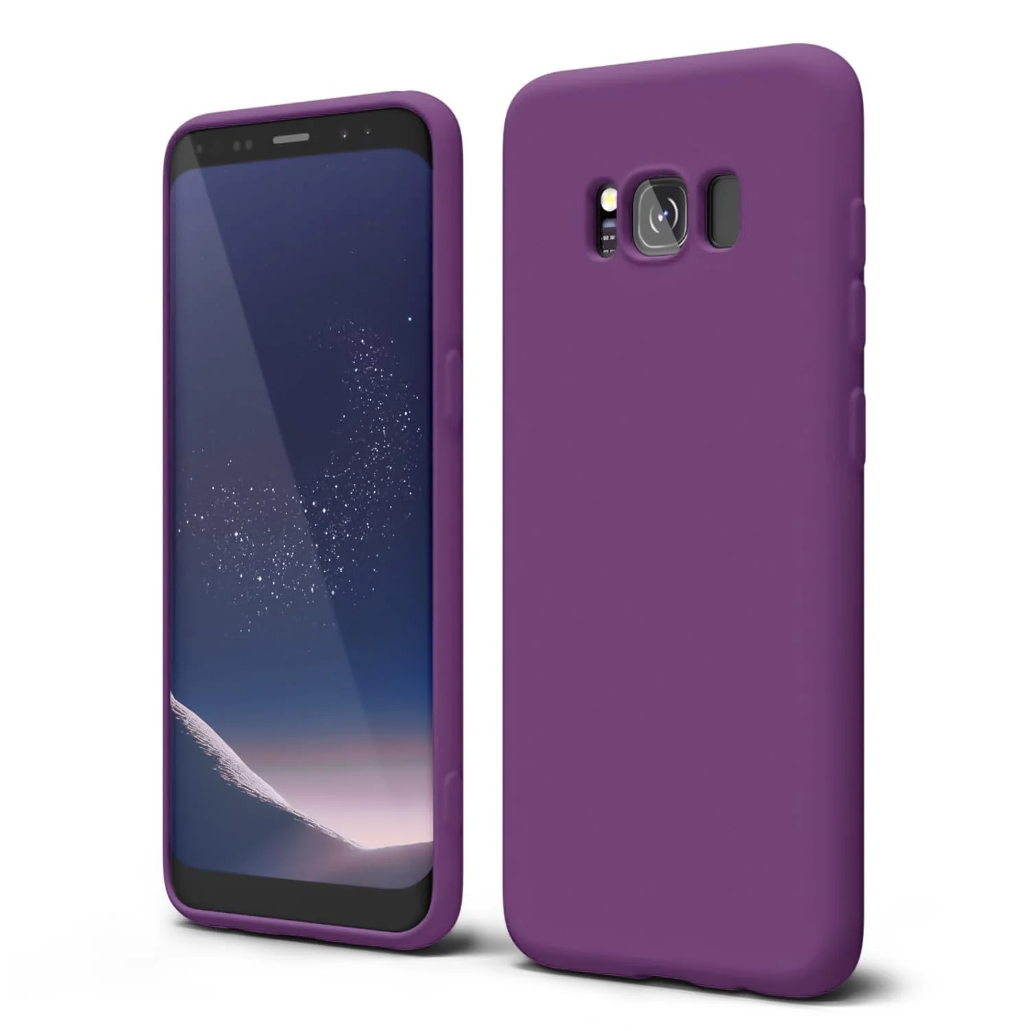 DL3 Mobilak Liquid Silicone Protective Case with Soft Microfiber Lining with Full Camera Protection for Samsung Galaxy S8+ Plus - Violet