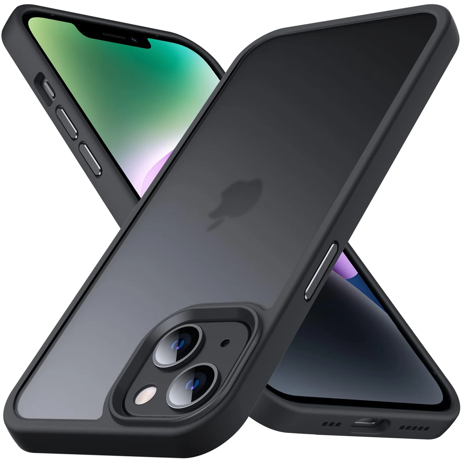 DL3 Mobilak Matte Protective Case for iPhone 13 / iPhone 14 with Camera Protection and Shockproof Design - Black