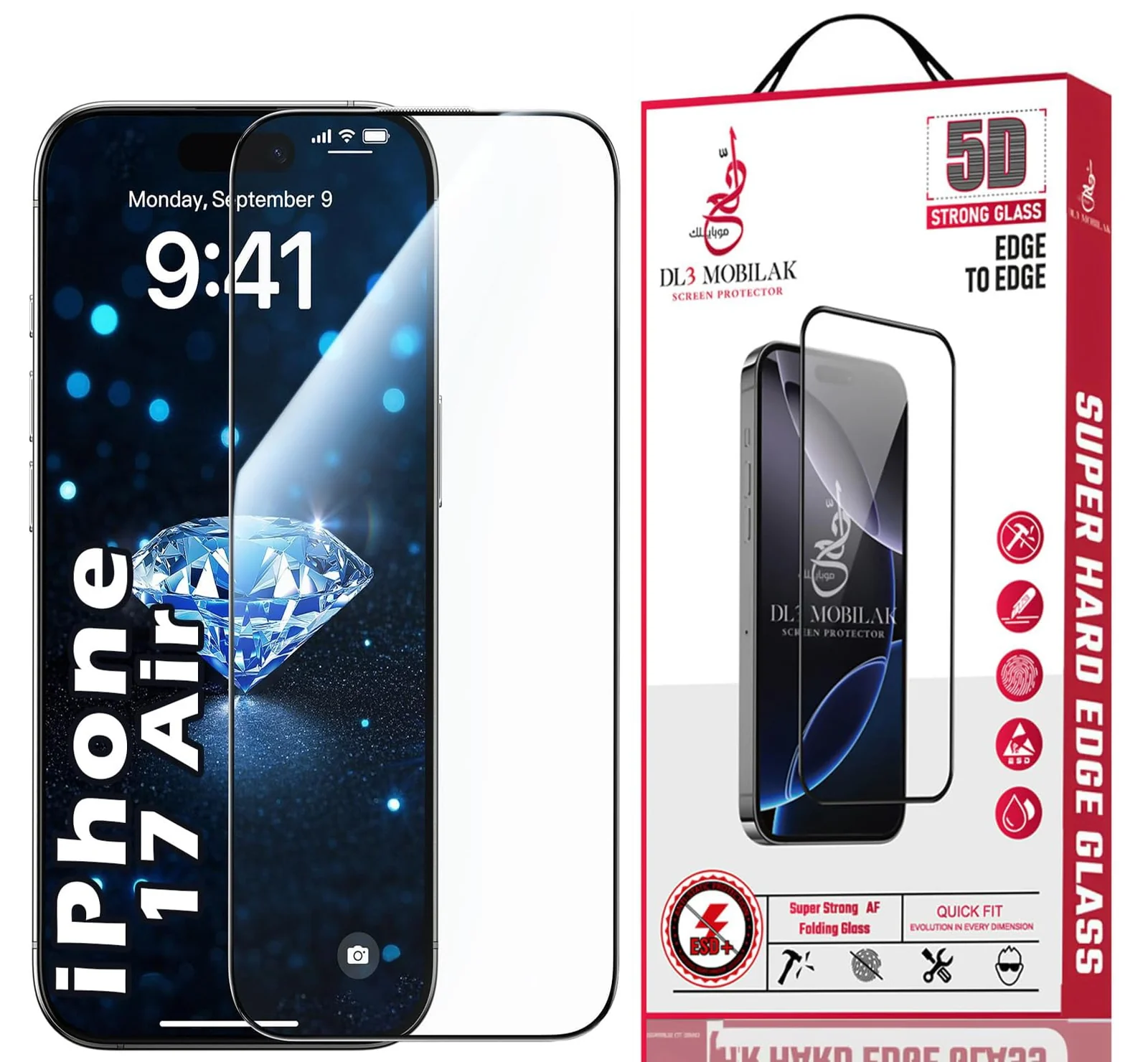 DL3 Mobilak for iPhone 17 Air 6.5-Inch Tempered Glass Screen Protector, 9H Hardness Anti-Scratch Tempered Glass flim, Case Friendly, Anti-Scratch For iPhone Air - Clear