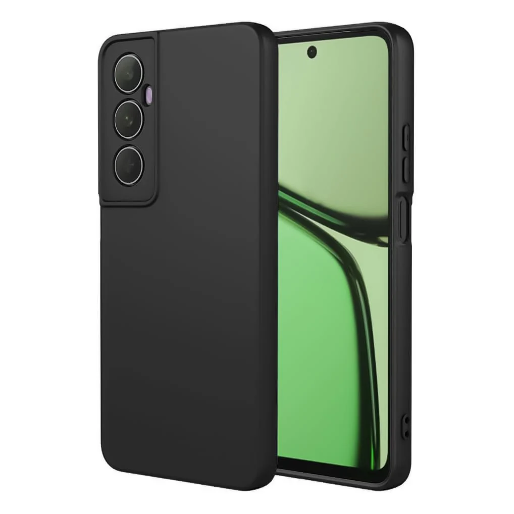 DL3 Mobilak realme C65 Case, Soft Flexible Liquid Silicone Gel Rubber Bumper Cover, Full Body Shockproof Protective Phone Case - Black