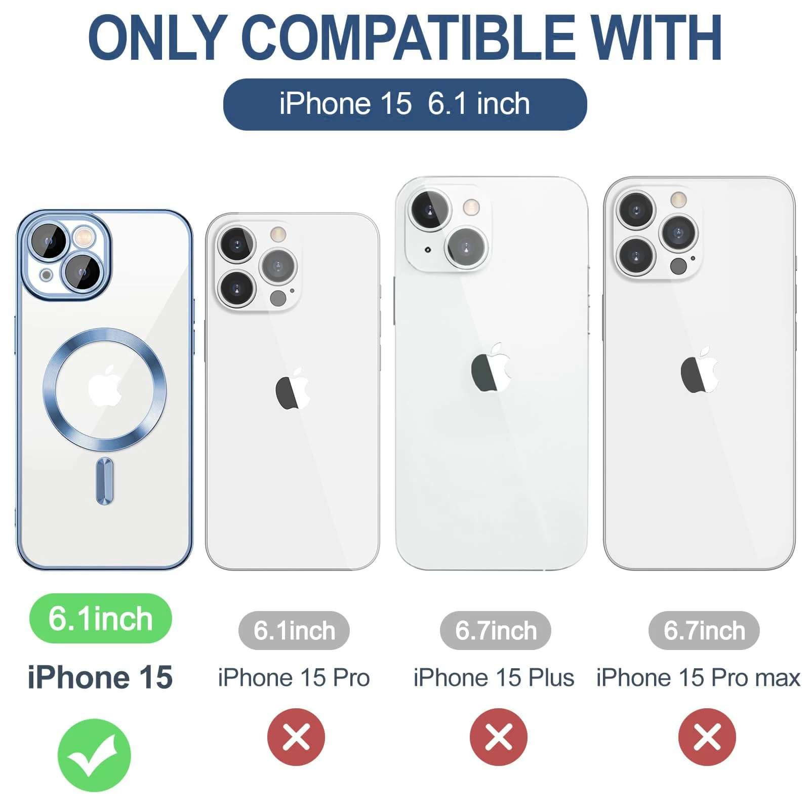 DL3 Mobilak Plated-Edge Protective Case for iPhone 15 6.1-Inch, Compatible with MagSafe accessories, Supports wireless charging, Camera protection - Sierra Blue