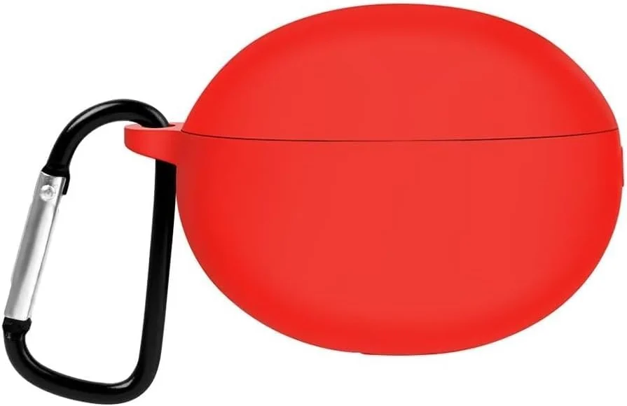 DL3 Mobilak Silicone Case Compatible with realme Buds Air Pro/Air 2 Earbuds, Soft Silicone Protective Case Cover, Shockproof Sleeve with Carabiner - Red