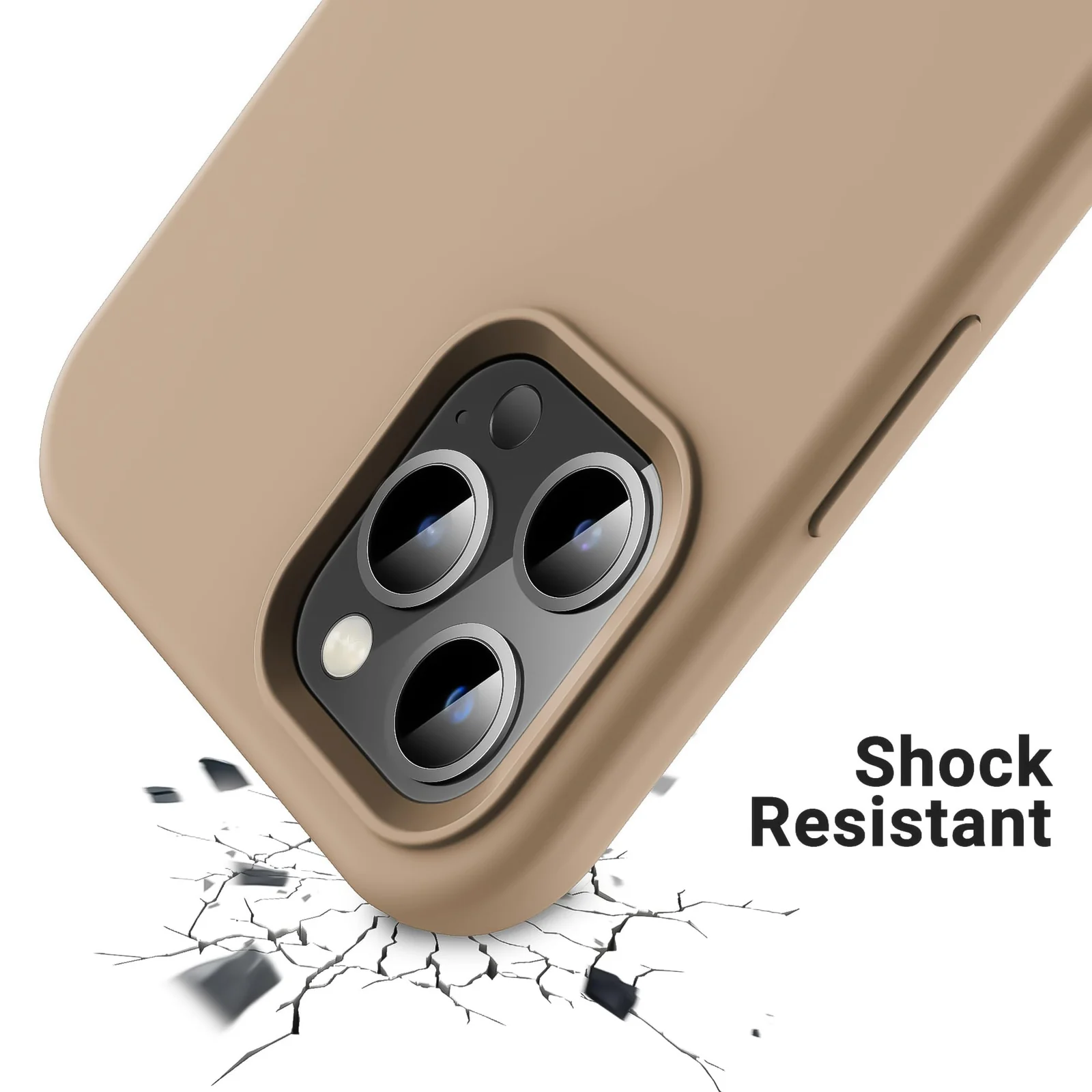 DL3 Mobilak Liquid Silicone Protective Case for iPhone 12 / 12 Pro (6.1 Inch) with Camera Protection and Microfiber Lining - Desert
