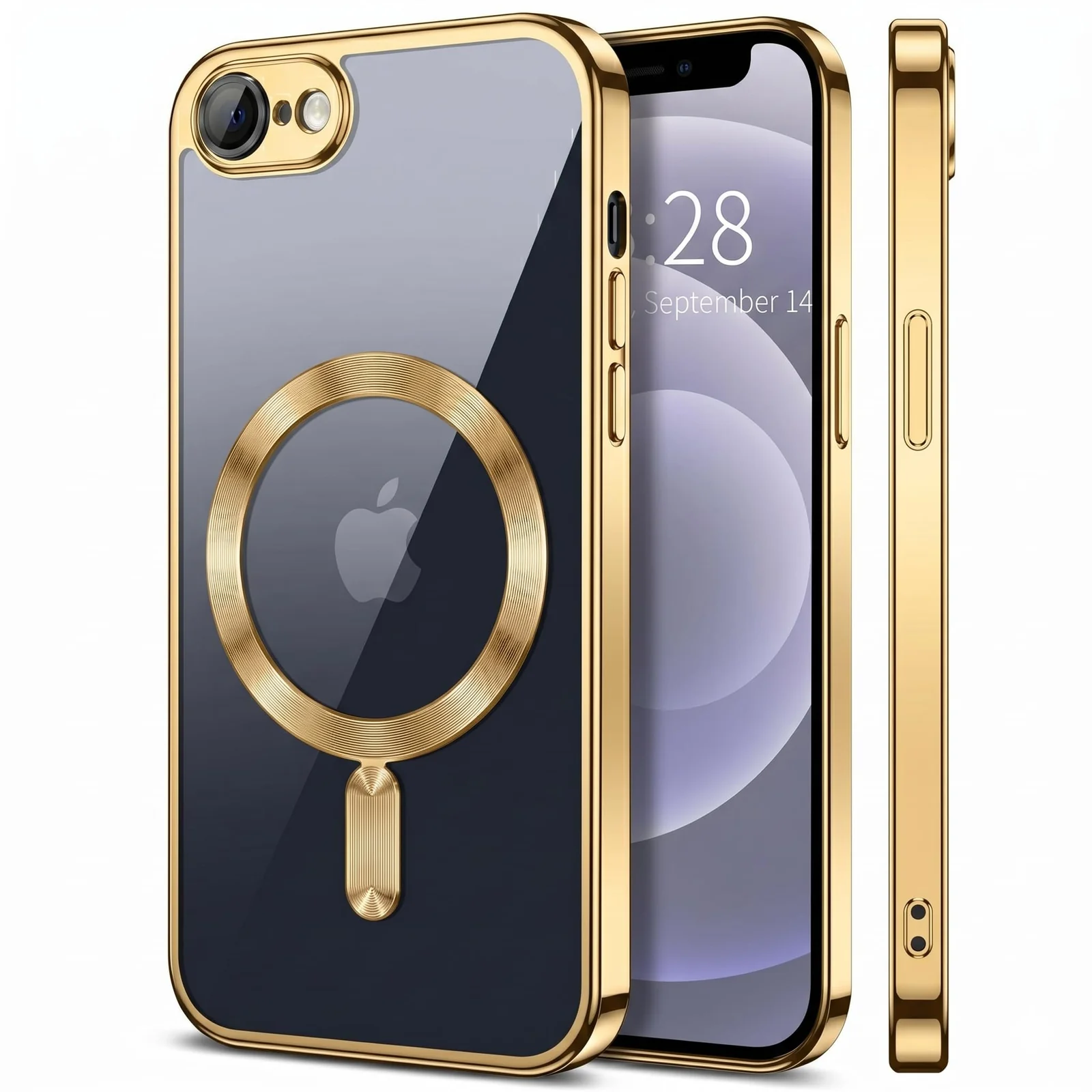 Dl3 Mobilak Magnetic Case for iPhone 7/8, iPhone SE 2022/ SE 2020 Case,[Wireless Charging] [Compatible with Magsafe] No Yellowing and Military Drop Protection, Transparent Phone Case Cover (Black)