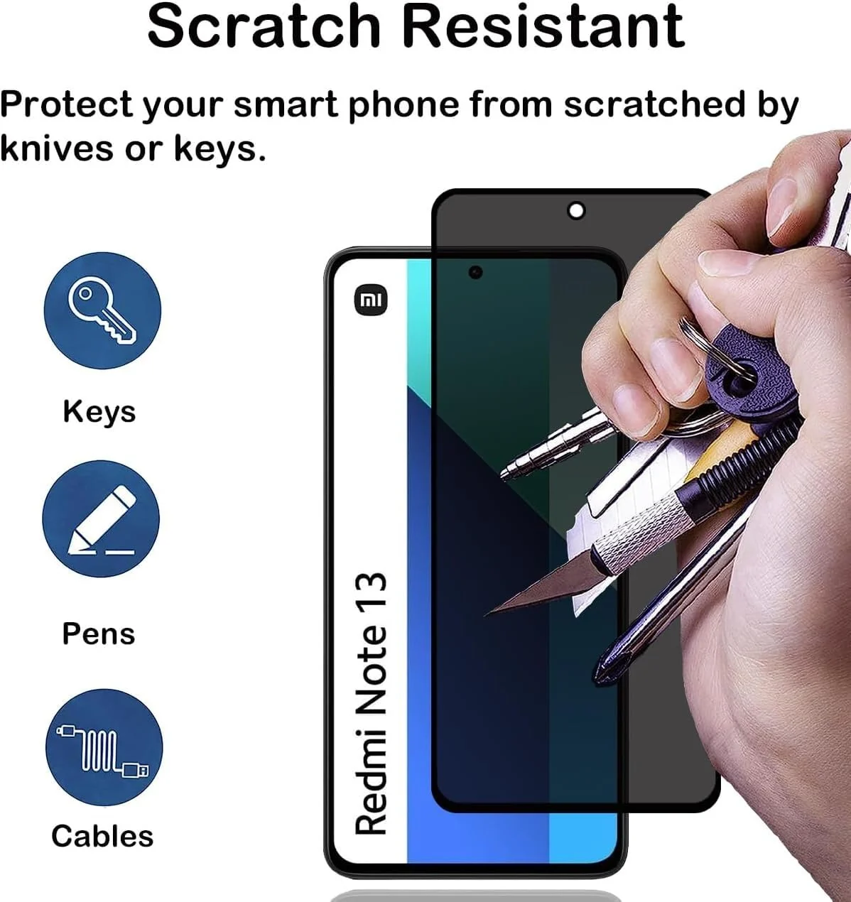 DL3 Mobilak Privacy Full Glass Screen Protector For Xiaomi Redmi Note 13 4G (Not Fit 5G) - Black