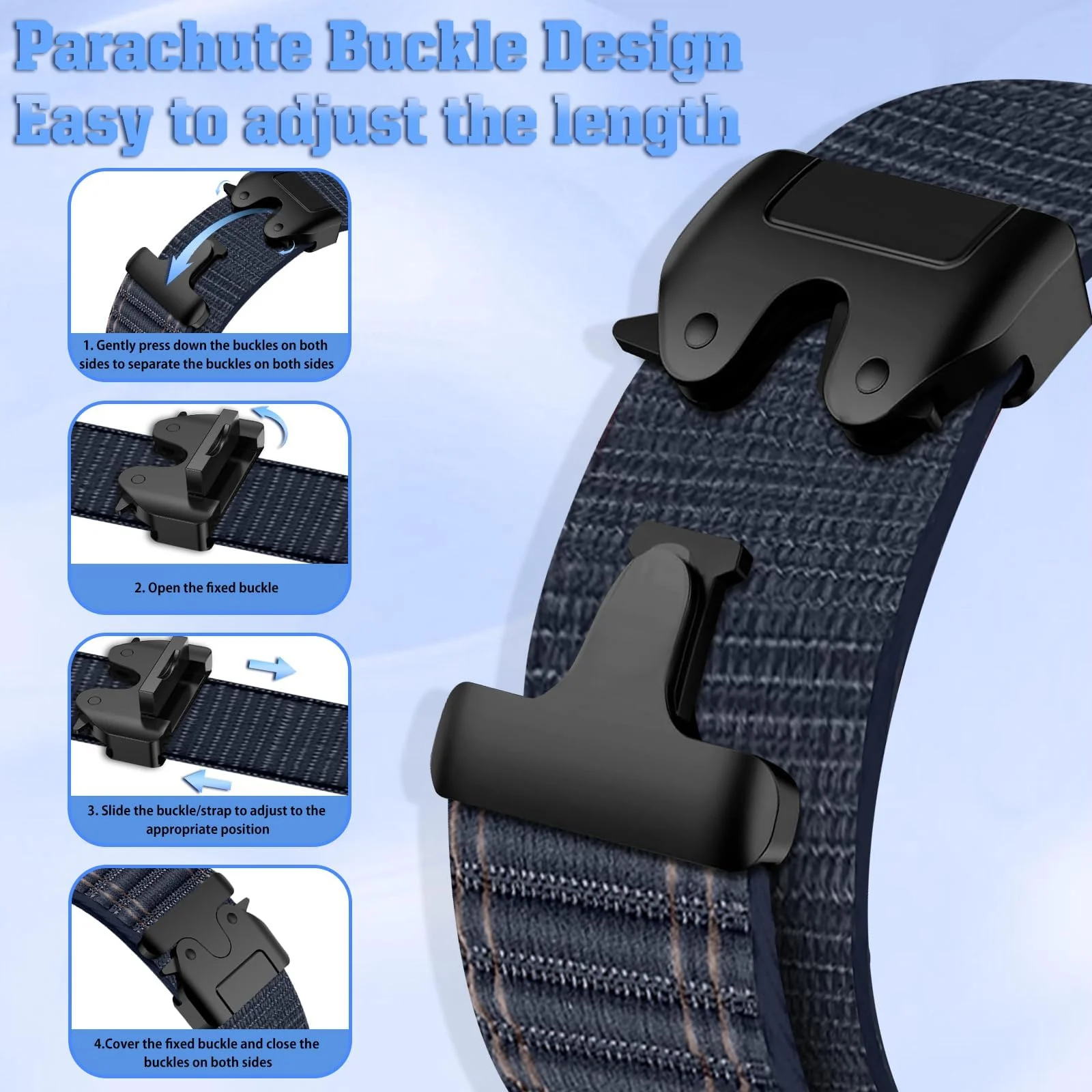 DL3 Mobilak Stretchy Nylon Strap for Apple Watch Ultra 3 2 1 Strap 49mm 46mm 45mm 44mm 42mm iWatch Straps for Men Women, Parachute Clasp Elastic Sport Band for Apple Watch Series 11 10 9 8 7 6 5 4 3 SE/2 - Midnight Blue
