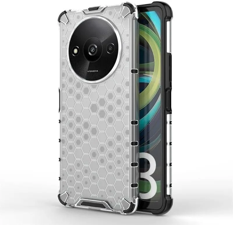 DL3 Mobilak Honeycomb Protective Case for Xiaomi Redmi A3, Shock-absorbing protection, Transparent design, Slim, lightweight profile - Clear