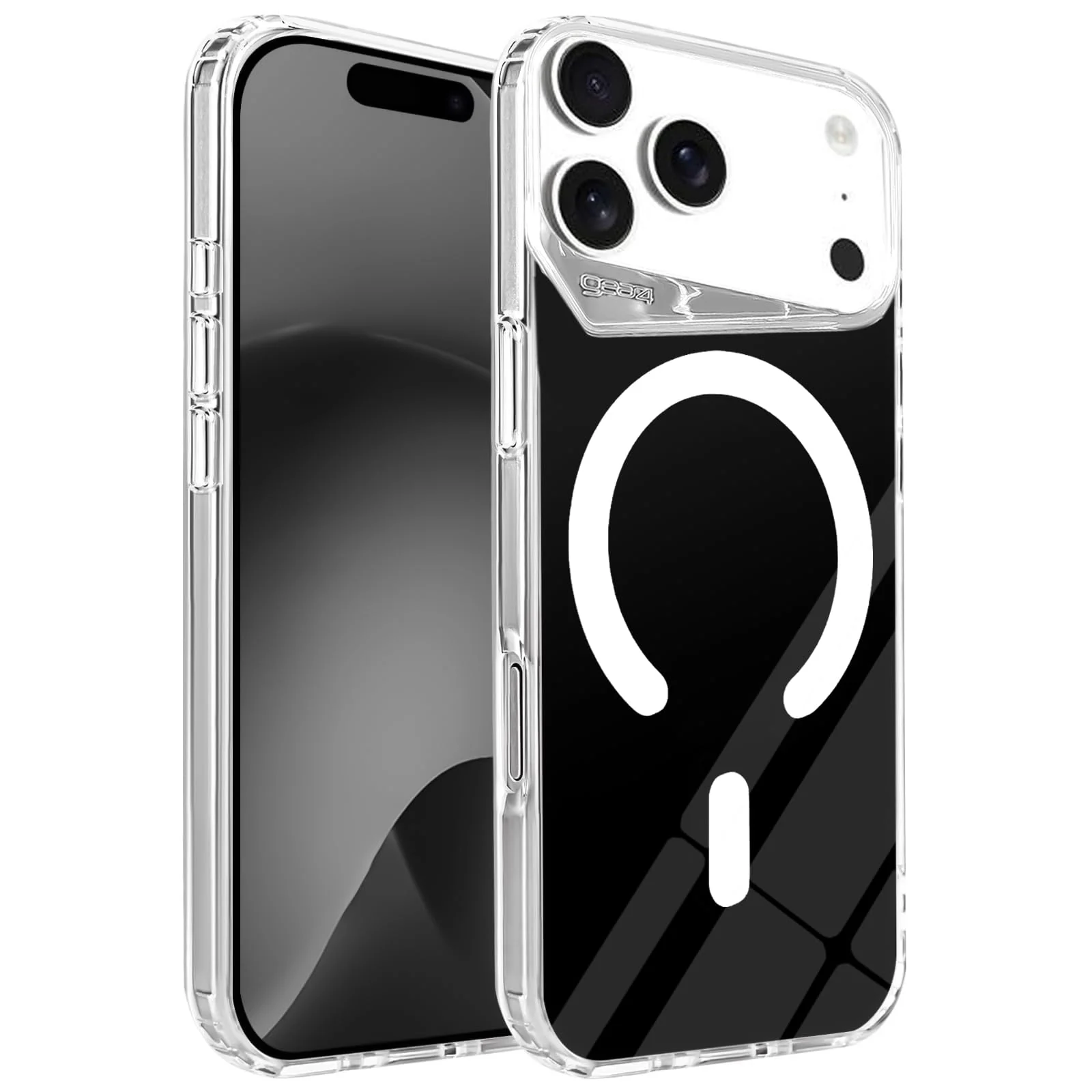 DL3 Mobilak Clear MagSafe-Compatible Magnetic Case for iPhone 17 Pro 6.3-Inch with Camera Protection and Magnetic Car-Mount Support - Black