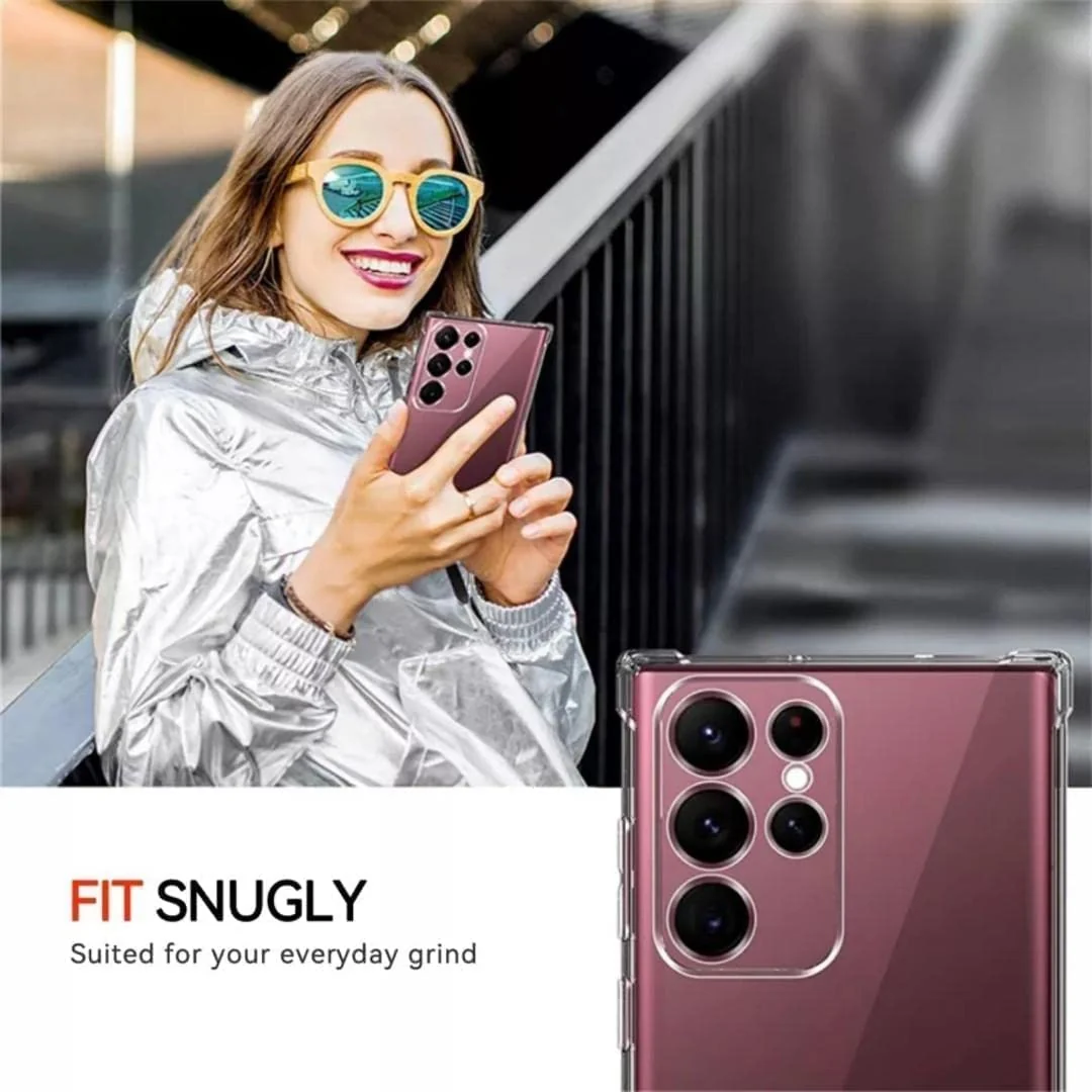 DL3 MOBILAK Case Compatible with Samsung Galaxy S23 Ultra, Cover SiliconeTransparent TPU Gorilla Anti-shock Protector Camera Shockproof Corners - Clear