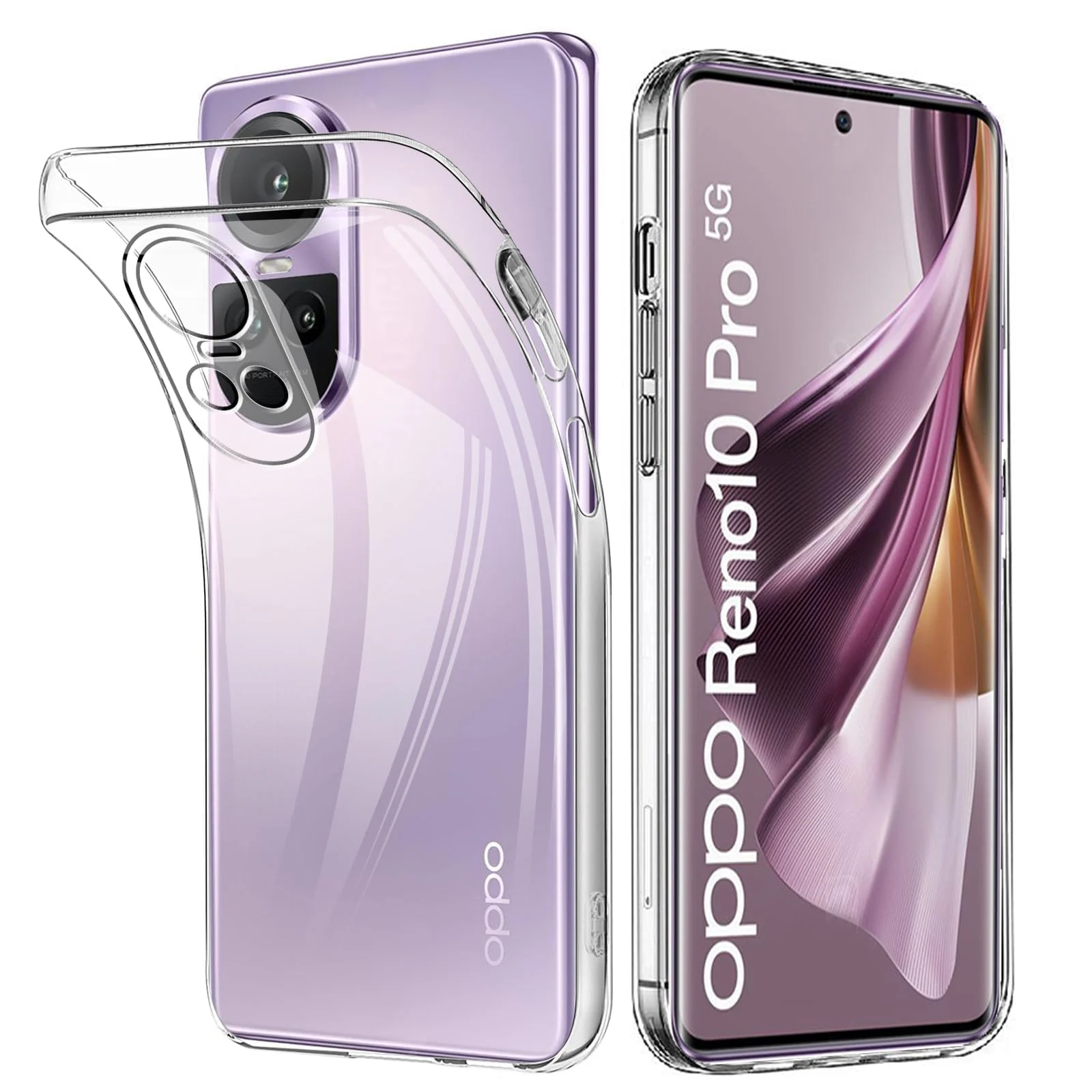DL3 Mobilak Case Compatible with OPPO Reno 10 / OPPO Reno 10 Pro 5G Case Crystal Soft TPU Gel Case Flexible Silicone Anti-Scratch Camera Protection TPU Cover - Clear