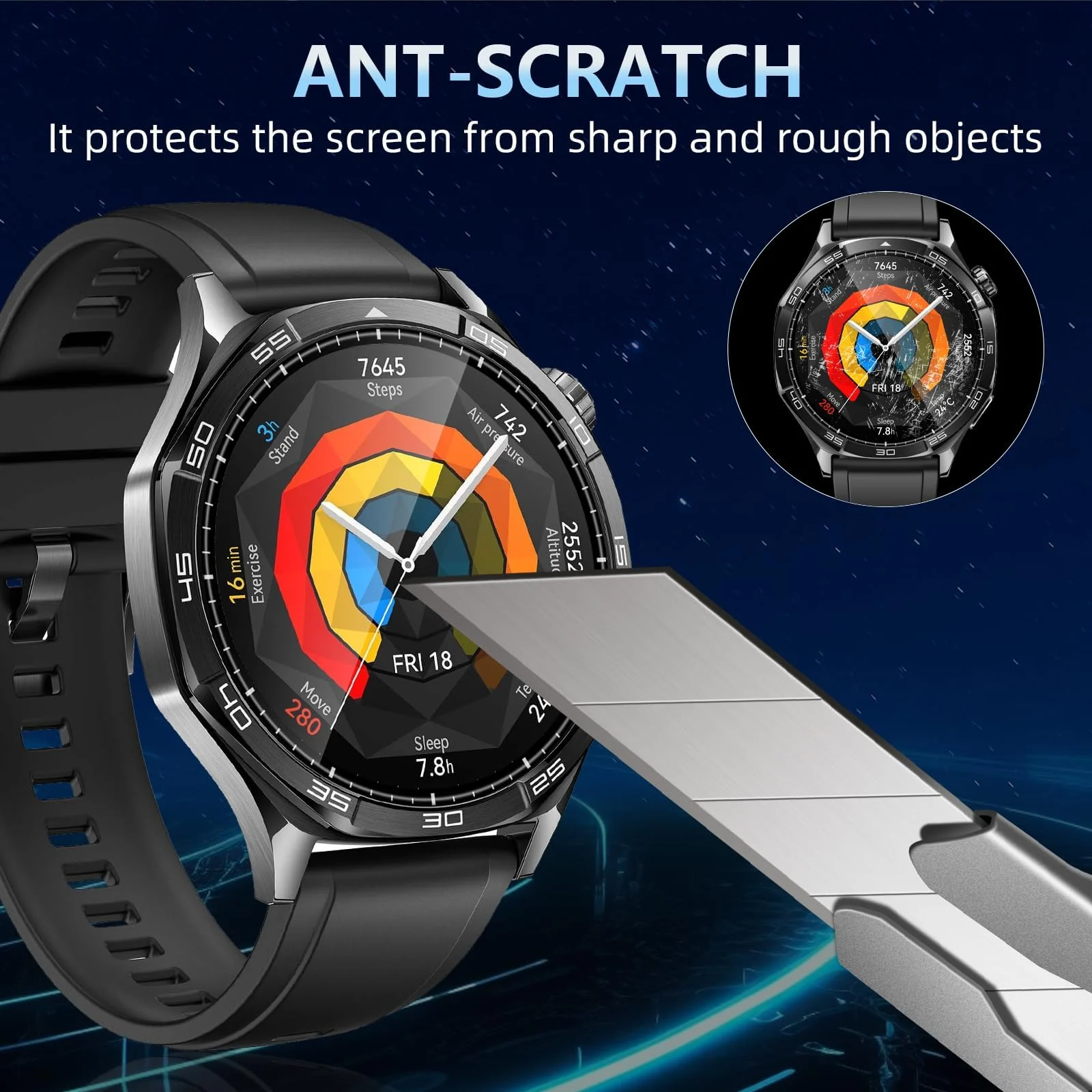 DL3 Mobilak Screen Protector For Huawei Watch GT 5 46mm, 3D Curved Soft Edge Protective Film [Anti-Scratch] [Bubble Free] [Ultra Shatterproof] [High Sensitive] (Not Glass) For Huawei Watch GT5 46mm - Black