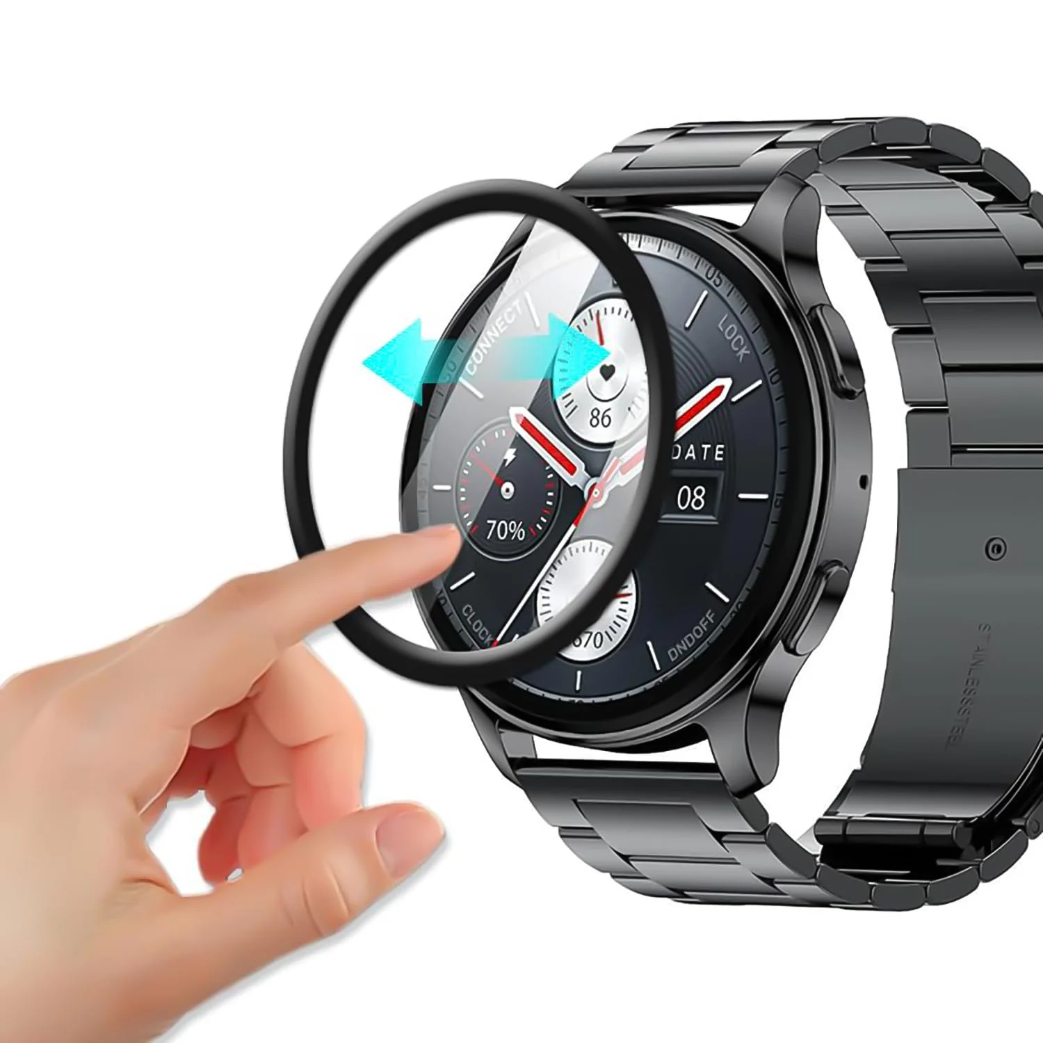 DL3 Mobilak Screen Protector For Amazfit Pop 3R, 3D Curved Soft Edge Protective Film [Anti-Scratch] [Bubble Free] [Ultra Shatterproof] [High Sensitive] (Not Glass) - Black