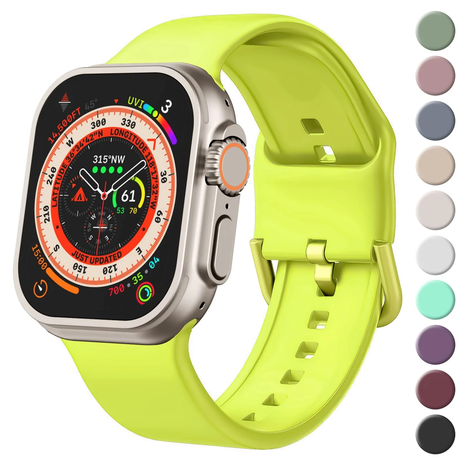 Apple Watch Ultra / Ultra 2 49MM 45MM 44MM 42MM — DL3 Mobilak Strap Silicone Band For Apple Watch Ultra/Ultra 2 49mm 45mm 44mm 42mm, Soft Silicone Wristbands Replacement Strap with Classic Clasp for iWatch Series SE 9 8 7 6 5 4 3 2 1