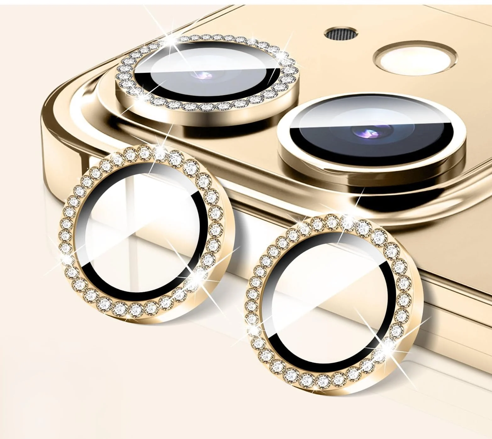 DL3 Mobilak Camera Lens Protector for iPhone 12/12 Mini/iPhone 11 Accessories, 9H Tempered Glass Metal Individual Ring Camera Cover Screen Protector, Case Friendly, Anti Scratch - Diamond Gold
