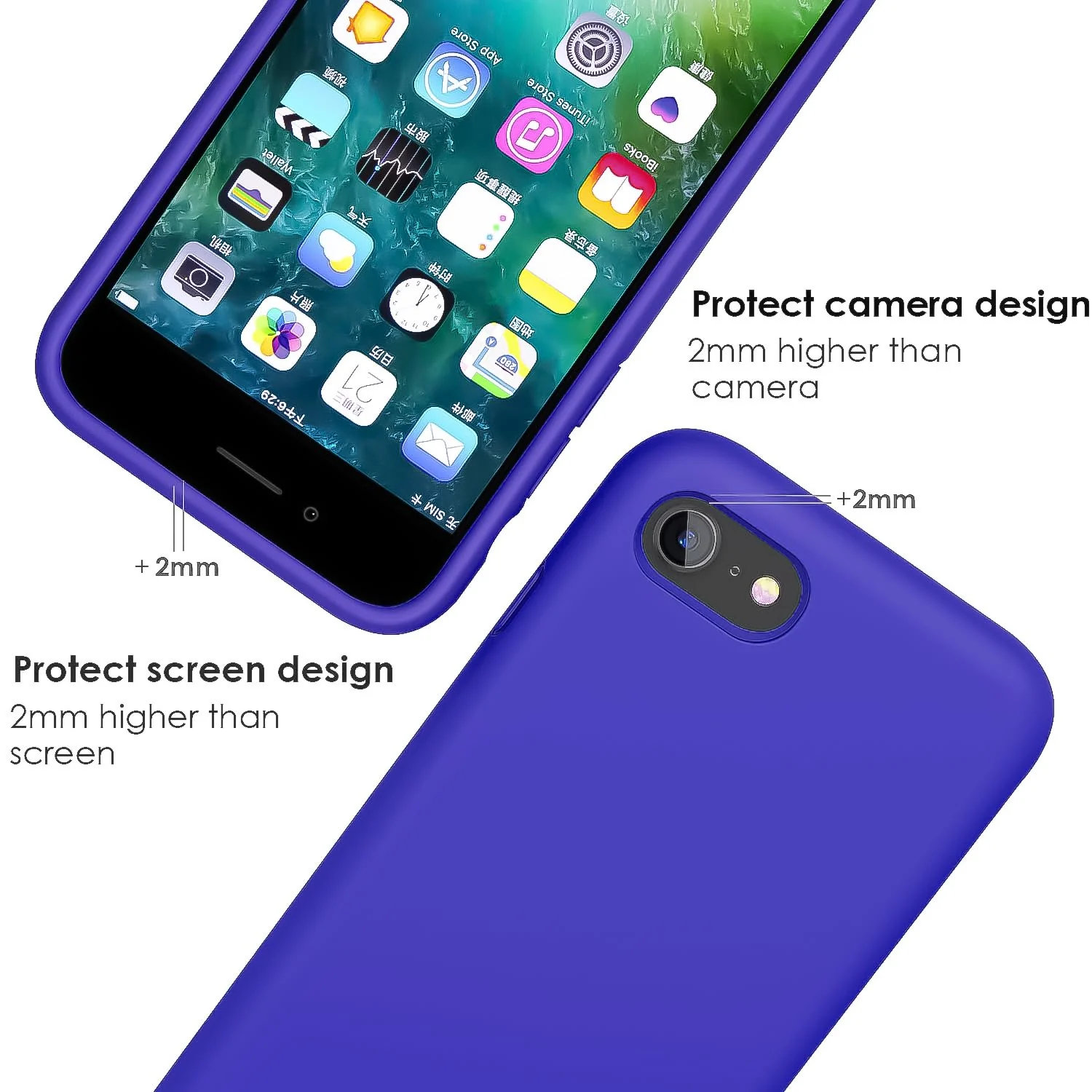 DL3 Mobilak Compatible with iPhone 7/8, iPhone SE 2022, SE 2020, Case, Liquid Silicone Case, Full Body Protective Cover, Shockproof, Slim Phone Case, Anti-Scratch Soft Microfiber - Pepsi