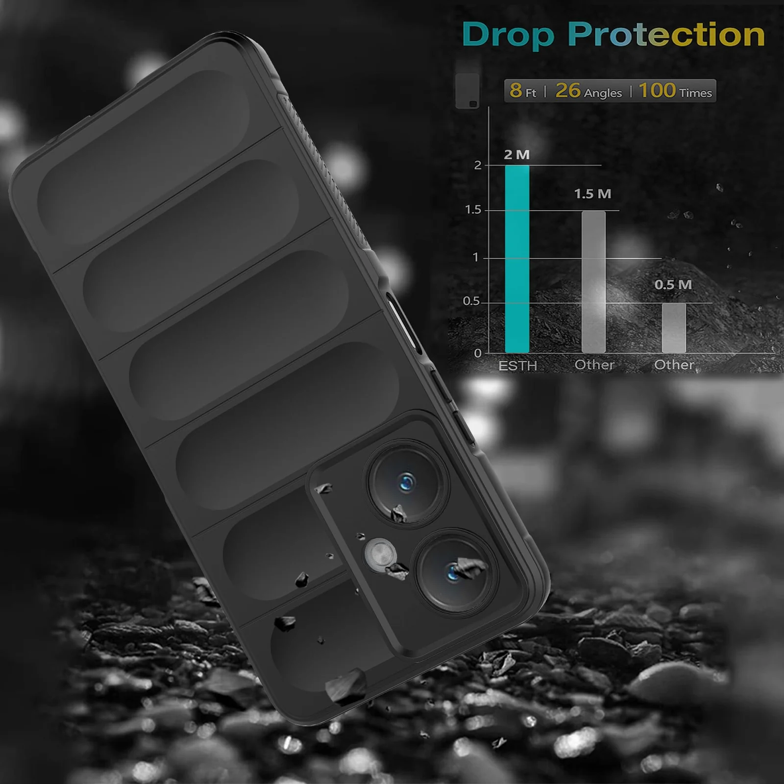 DL3 Mobilak Soft Silicone Protective Case for vivo Y27 4G / vivo Y35+ Plus with Camera Protection and Shockproof Design - Black