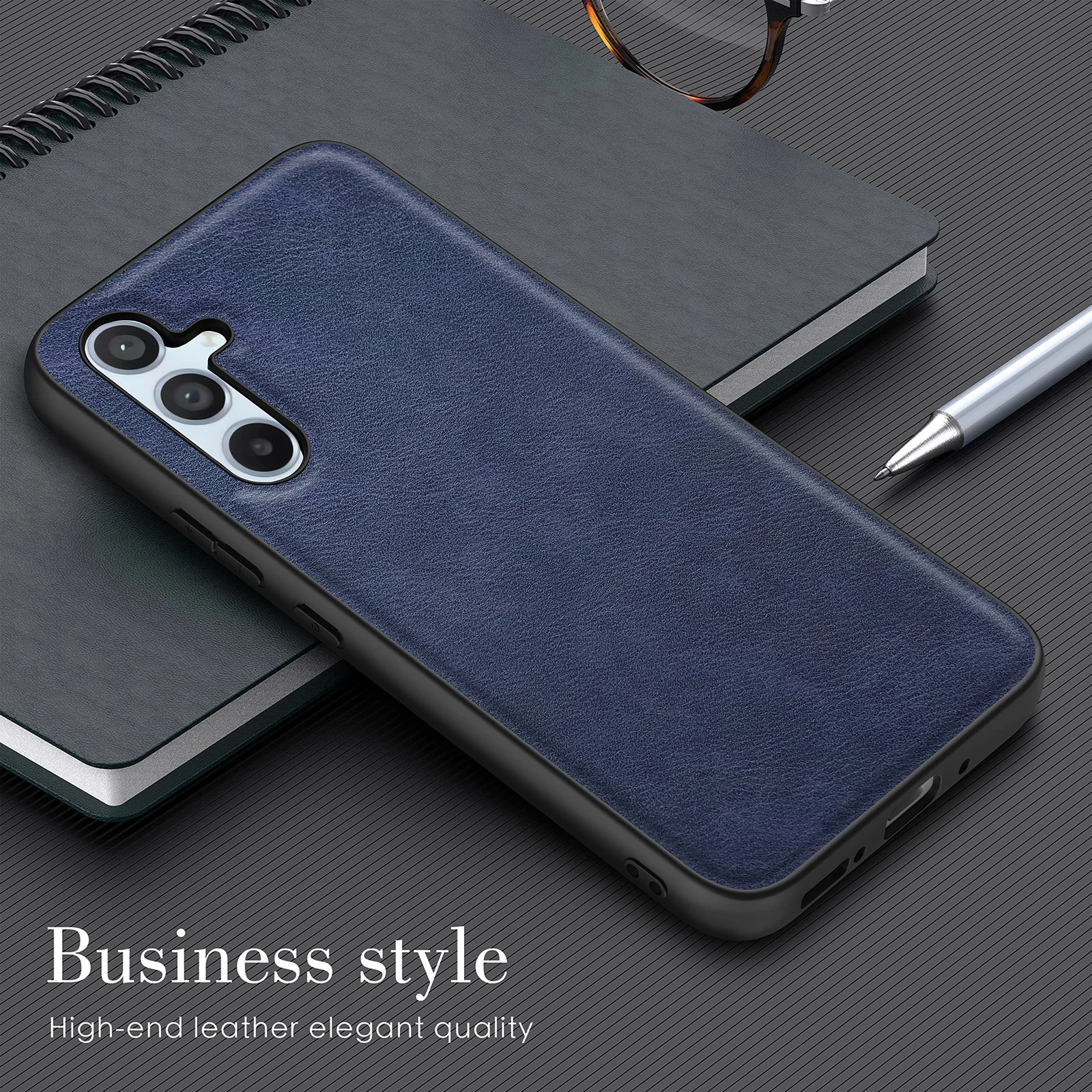 DL3 Mobilak Case for Samsung Galaxy A54 5G Leather, Anti-Drop, Anti-Shock, Non-Slip Texture, Simple Cell Phong Cover for Galaxy A54 5G 6.4 inch - Blue